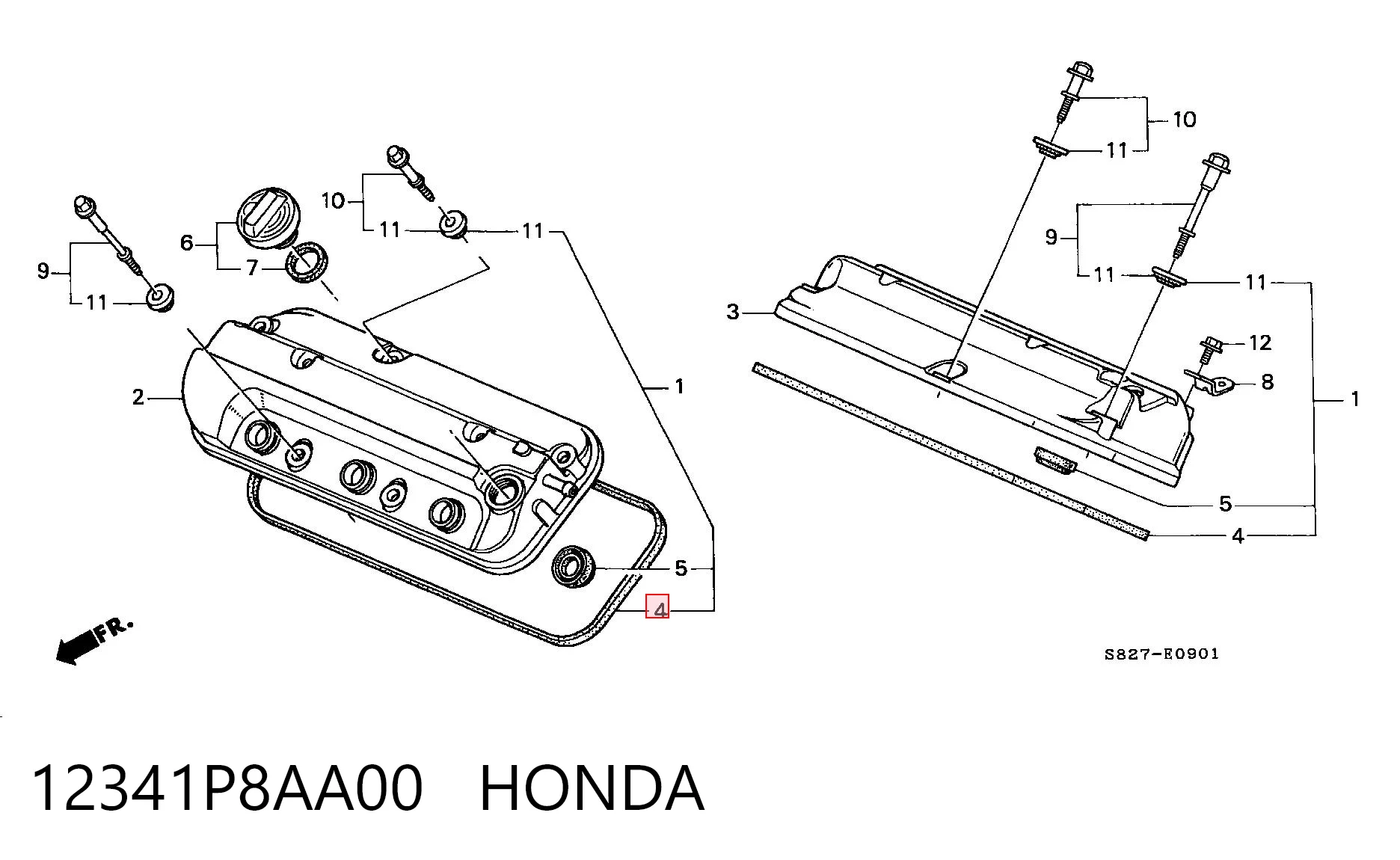 12341P8AA00 Honda Uszczelka pokrywy zaworowej silnika