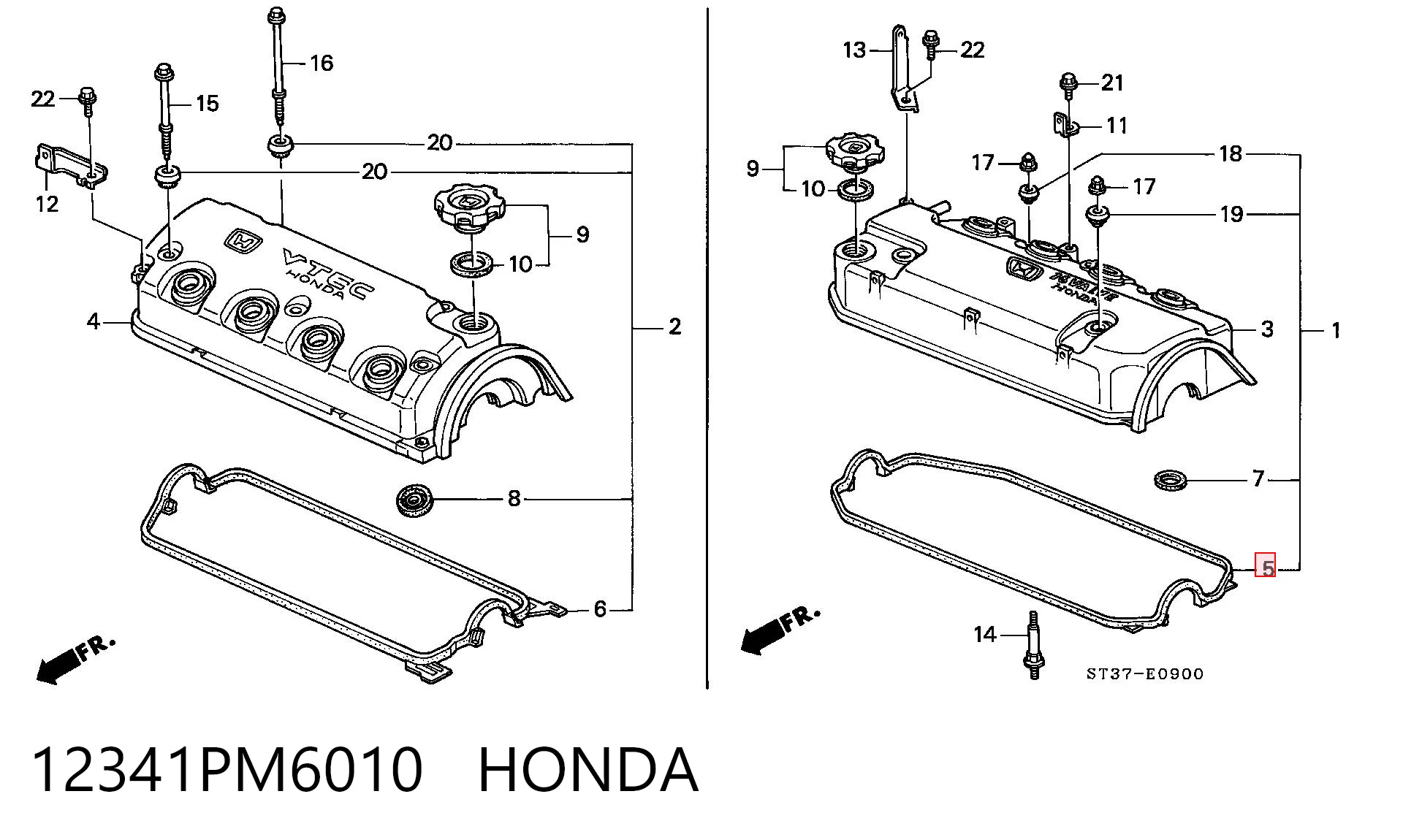 Do koszyka Uszczelka pokrywy zaworowej silnika Honda Concerto  HW