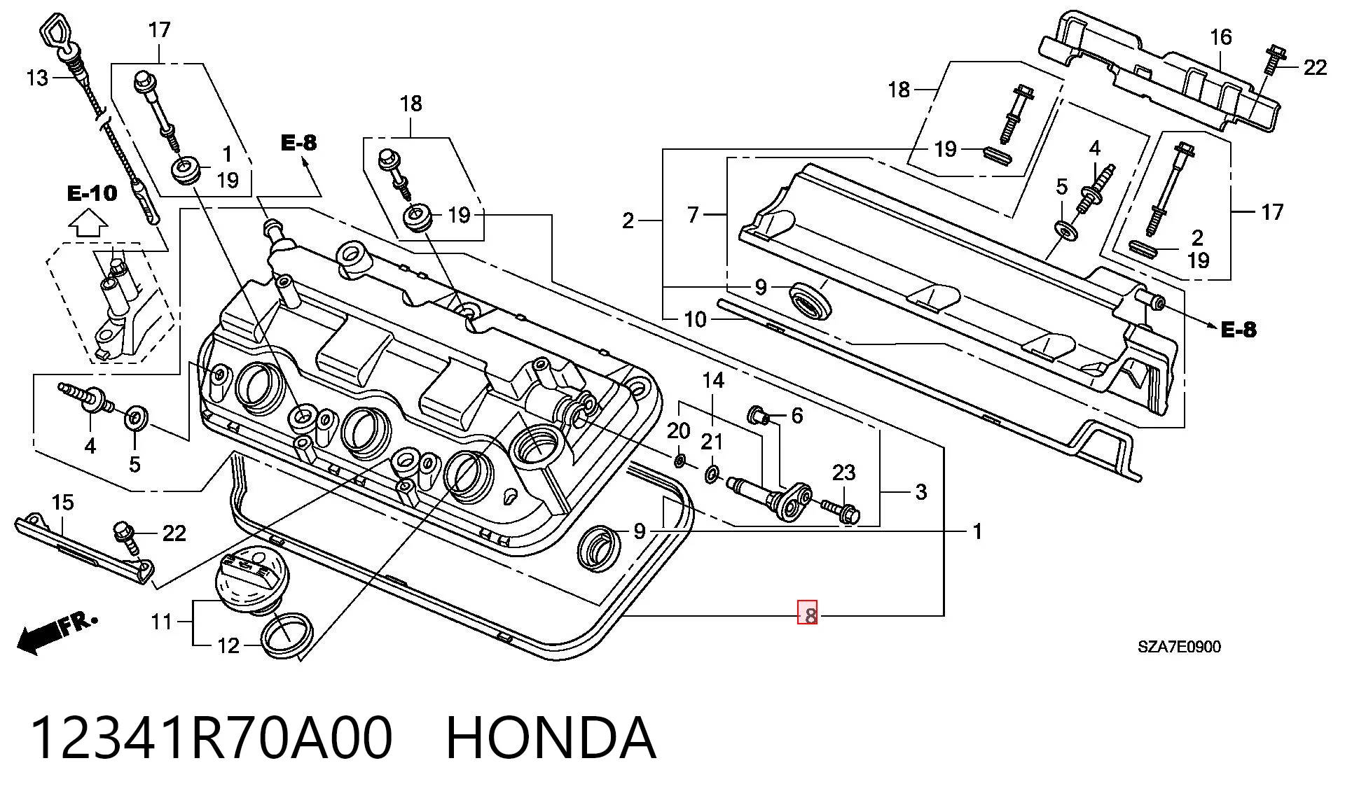 12341R70A00 Honda Uszczelka pokrywy zaworowej prawa