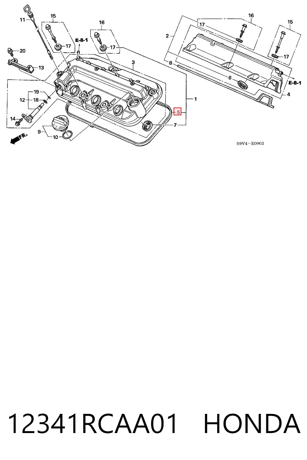 12341RCAA01 Honda Uszczelka pokrywy zaworowej silnika