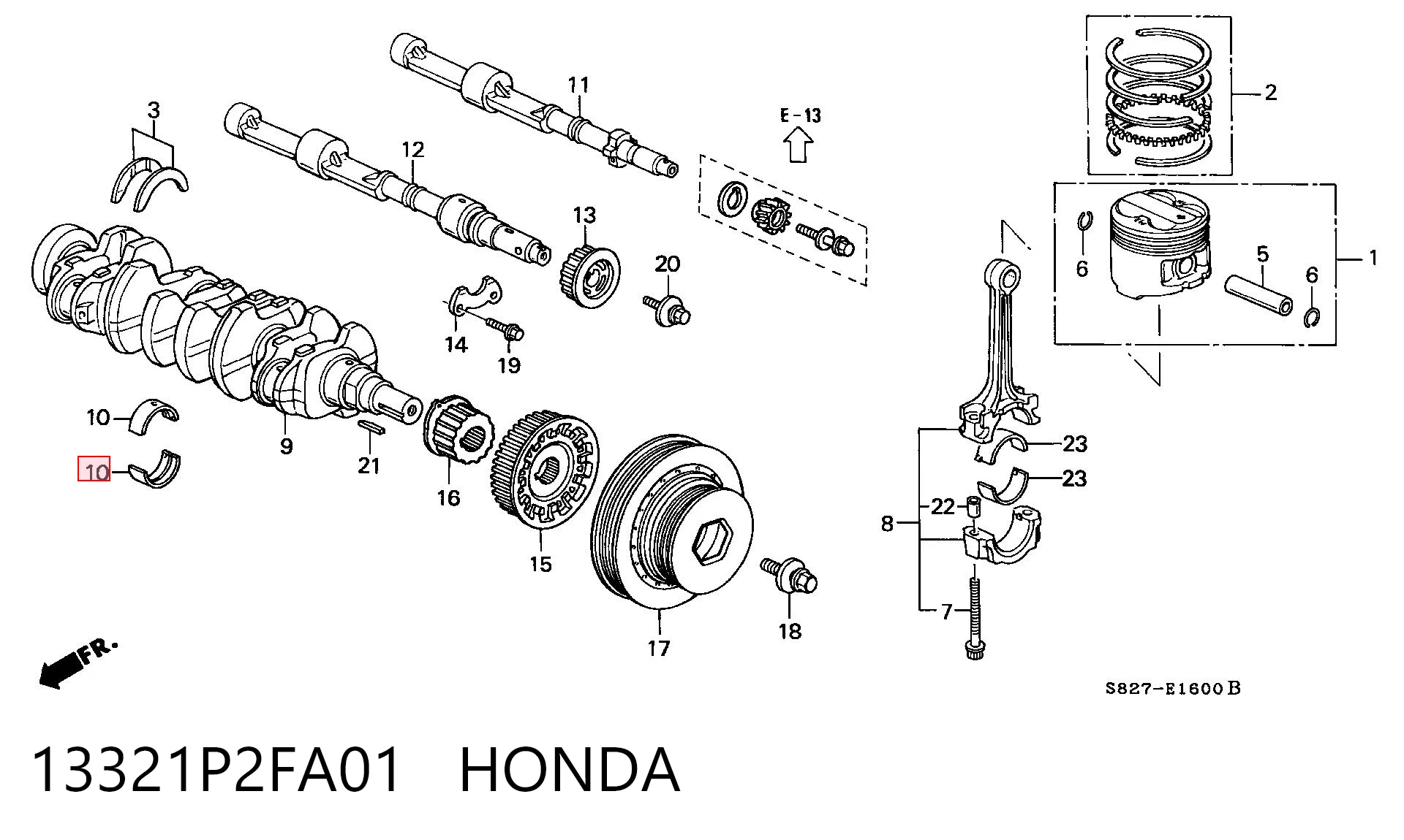 Panewki korbowodowe wału korbowego, zestaw, standardowe (STD) do Honda FR-V  BE