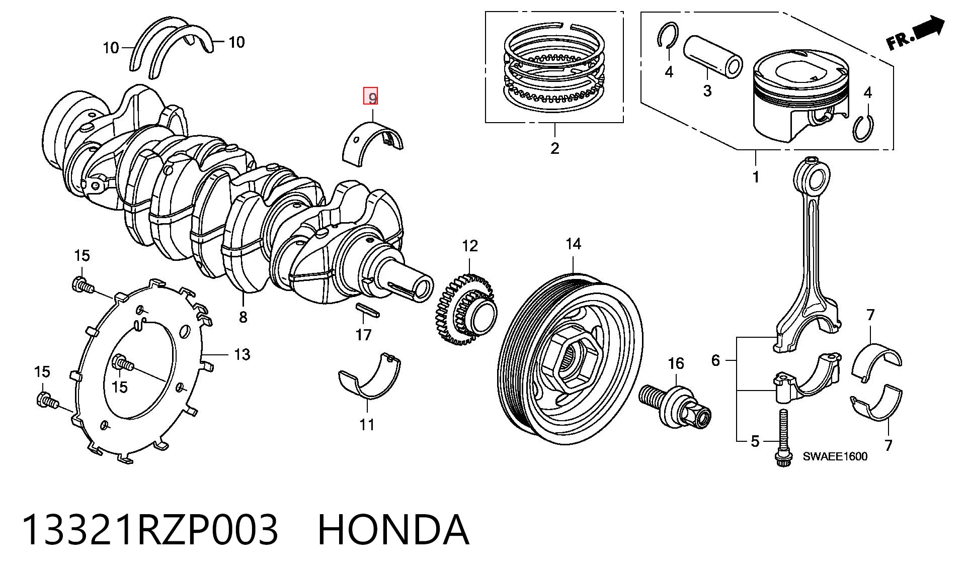 13321RZP003 Honda 
