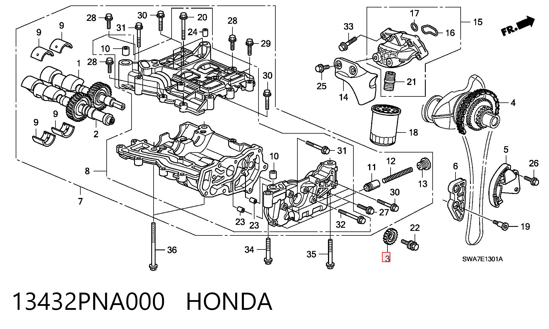 13432PNA000 Honda Koło zębate pompy olejowej