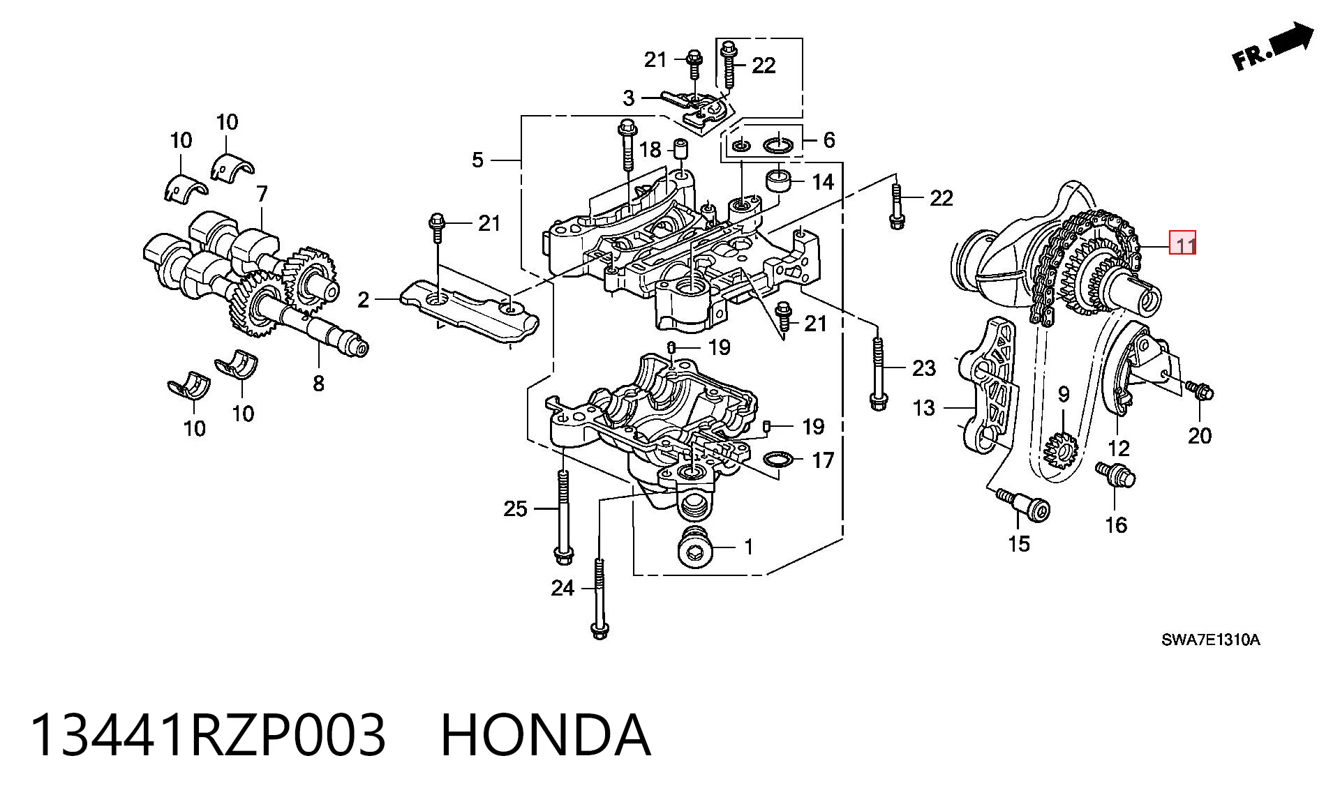 13441RZP003 Honda Łańcuch pompy oleju