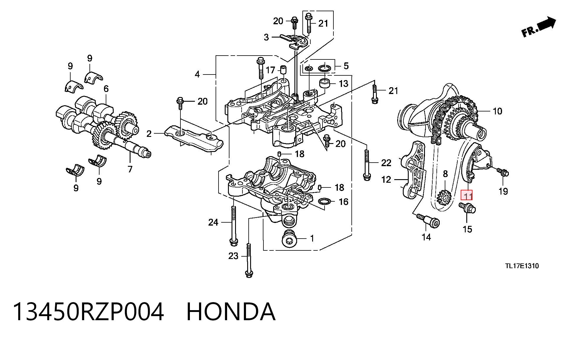13450RZP004 Honda Napinacz łańcucha pompy oleju
