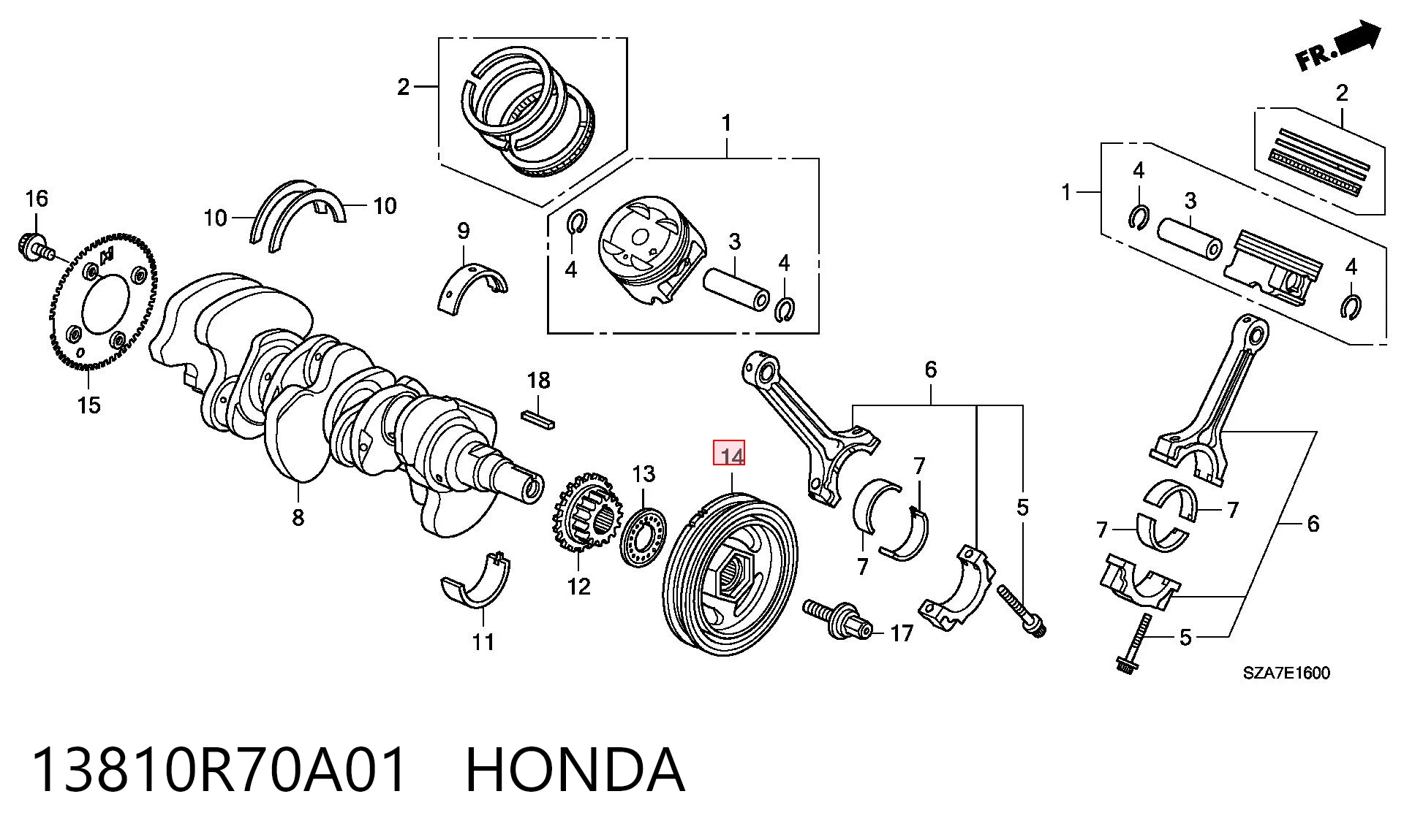 13810R70A01 Honda Koło pasowe wału korbowego