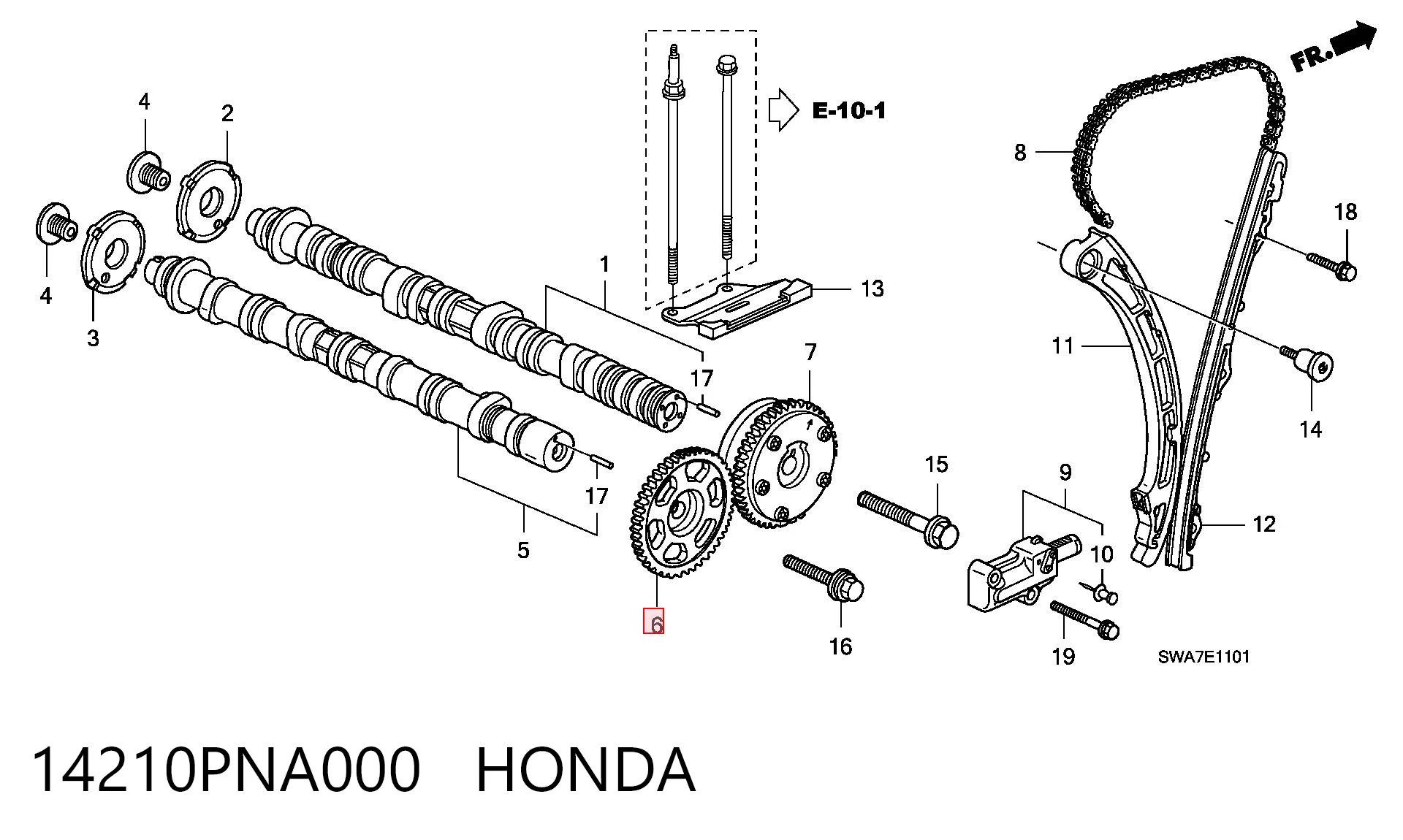 14210PNA000 Honda Koło zębate walcowe wałka rozrządu wydechowego