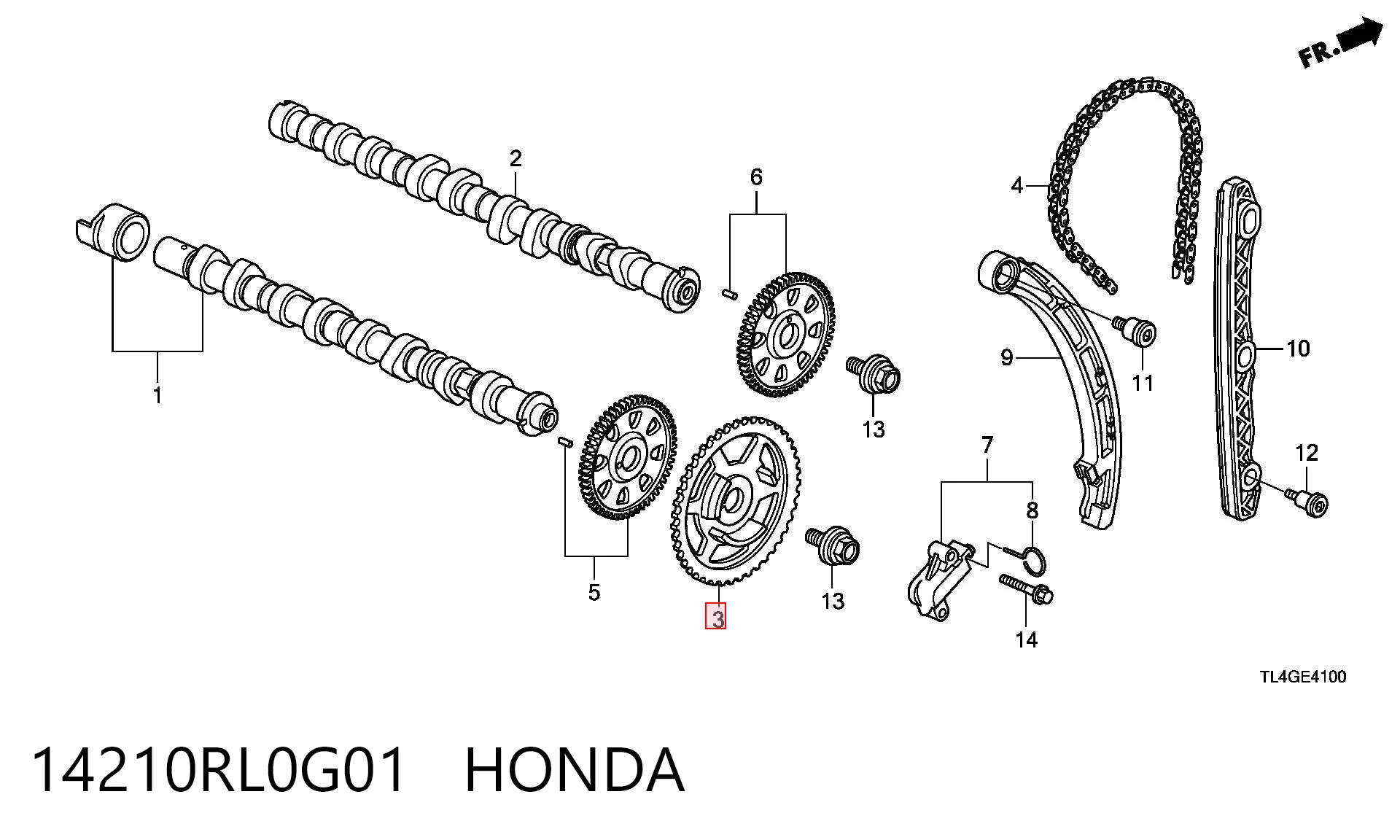 Koło zębatewalcowe wałka rozrządu silnika do Honda CR-V IV RM