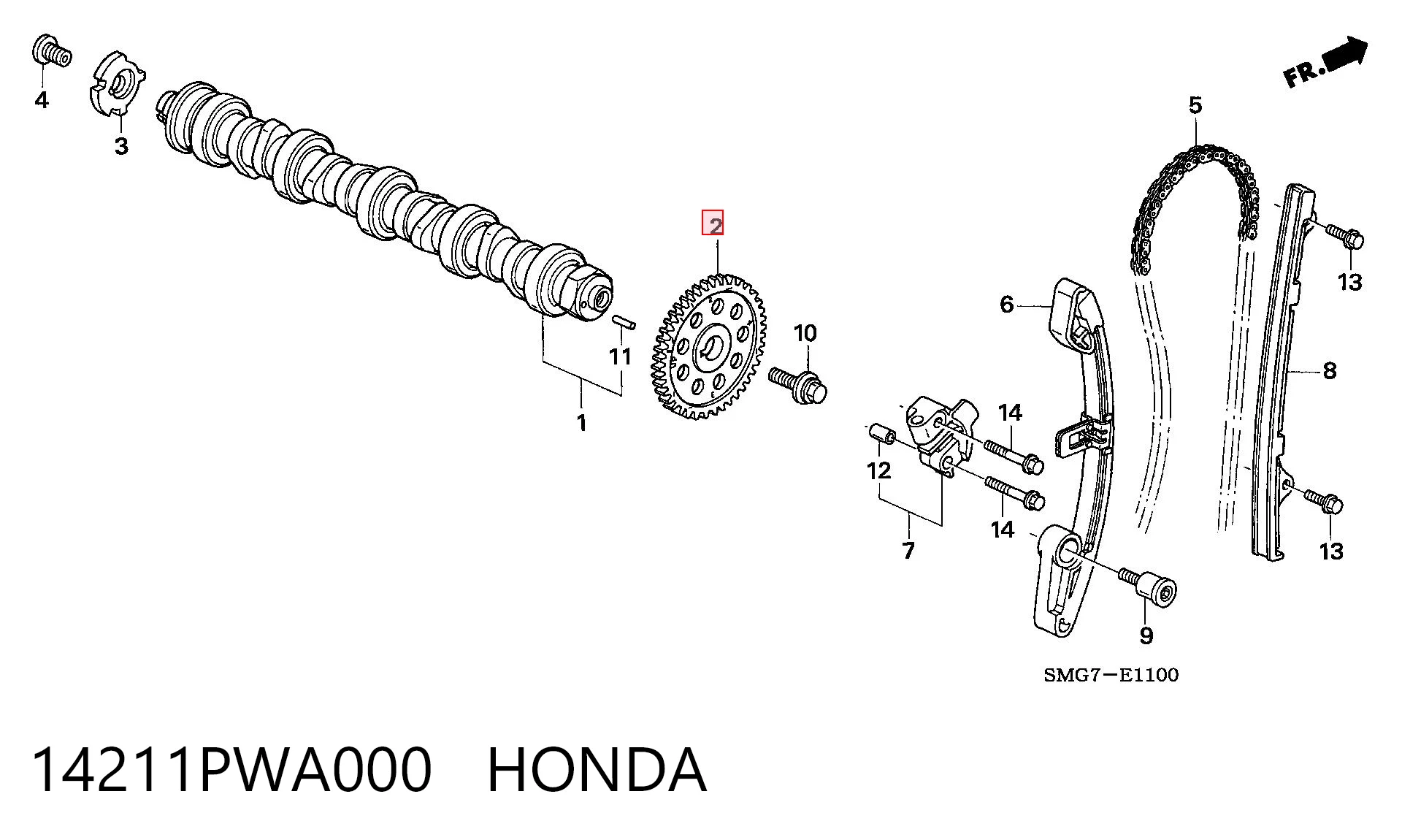 Koło zębatewalcowe wałka rozrządu silnika do Honda Jazz  GD, GE