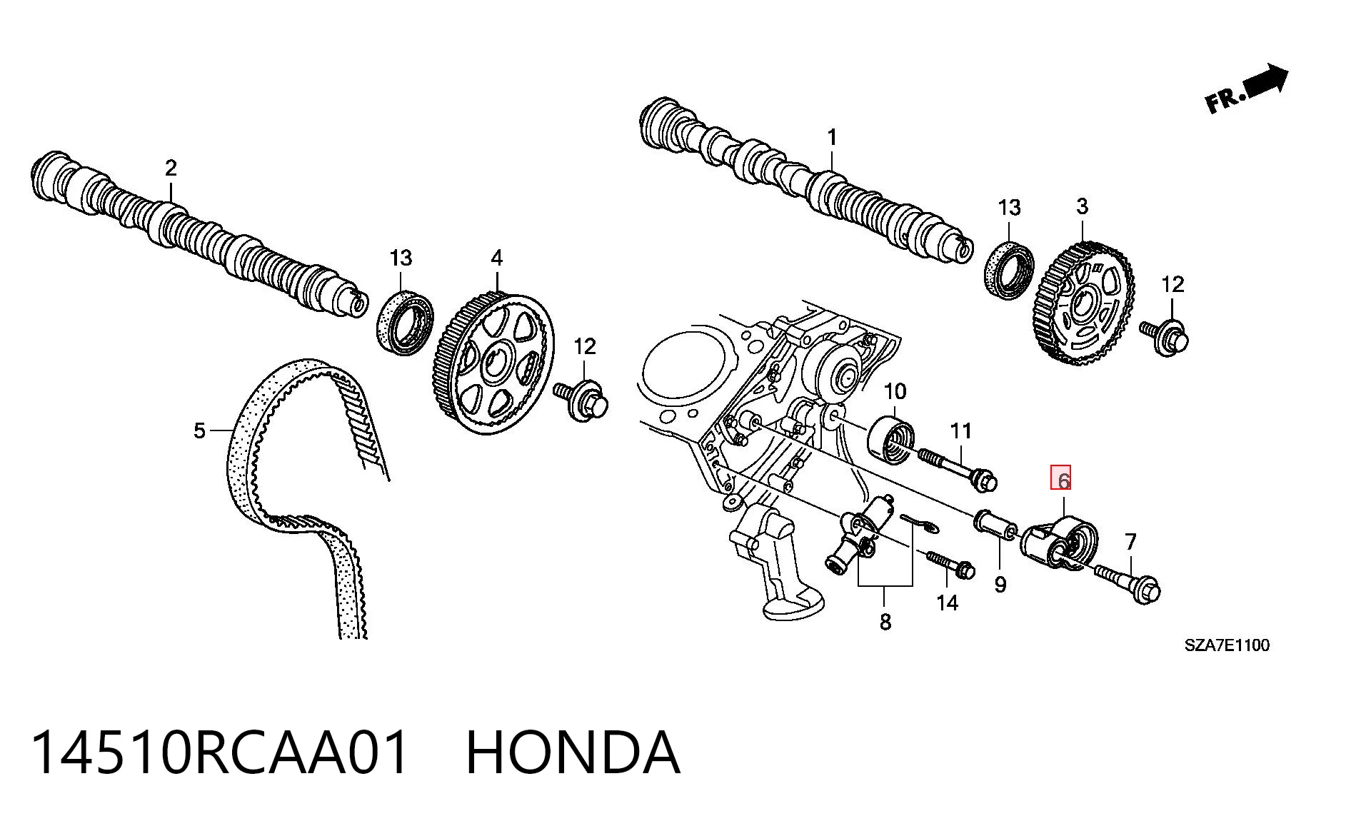 14510RCAA01 Honda Rolka napinacza paska rozrządu