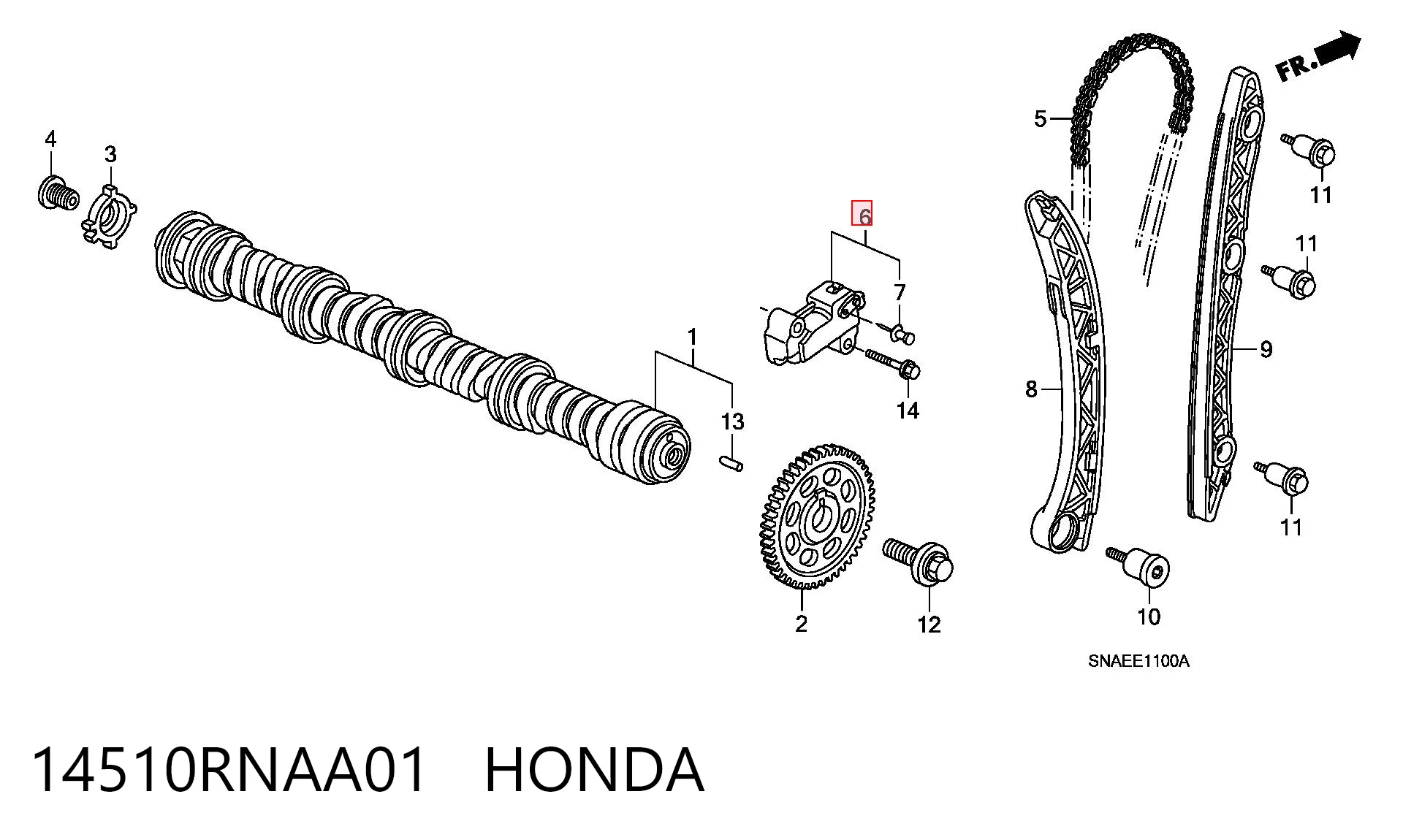 14510RNAA01 Honda Napinacz łańcucha rozrządu