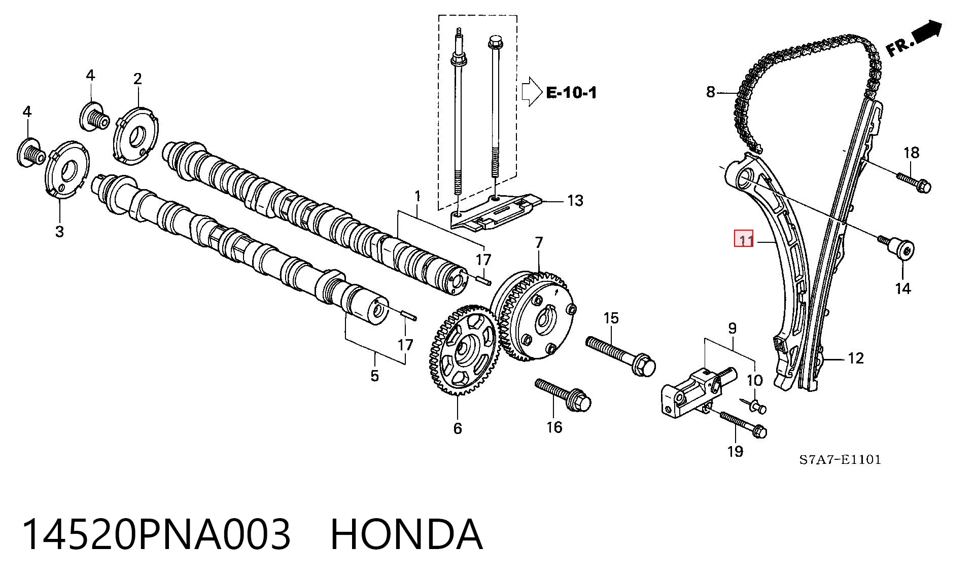 14520PNA003 Honda Prowadnica napinacza łańcucha rozrządu