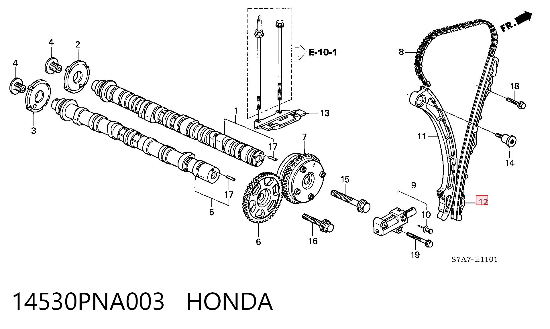 14530PNA003 Honda Tłumik drgań łańcucha rozrządu