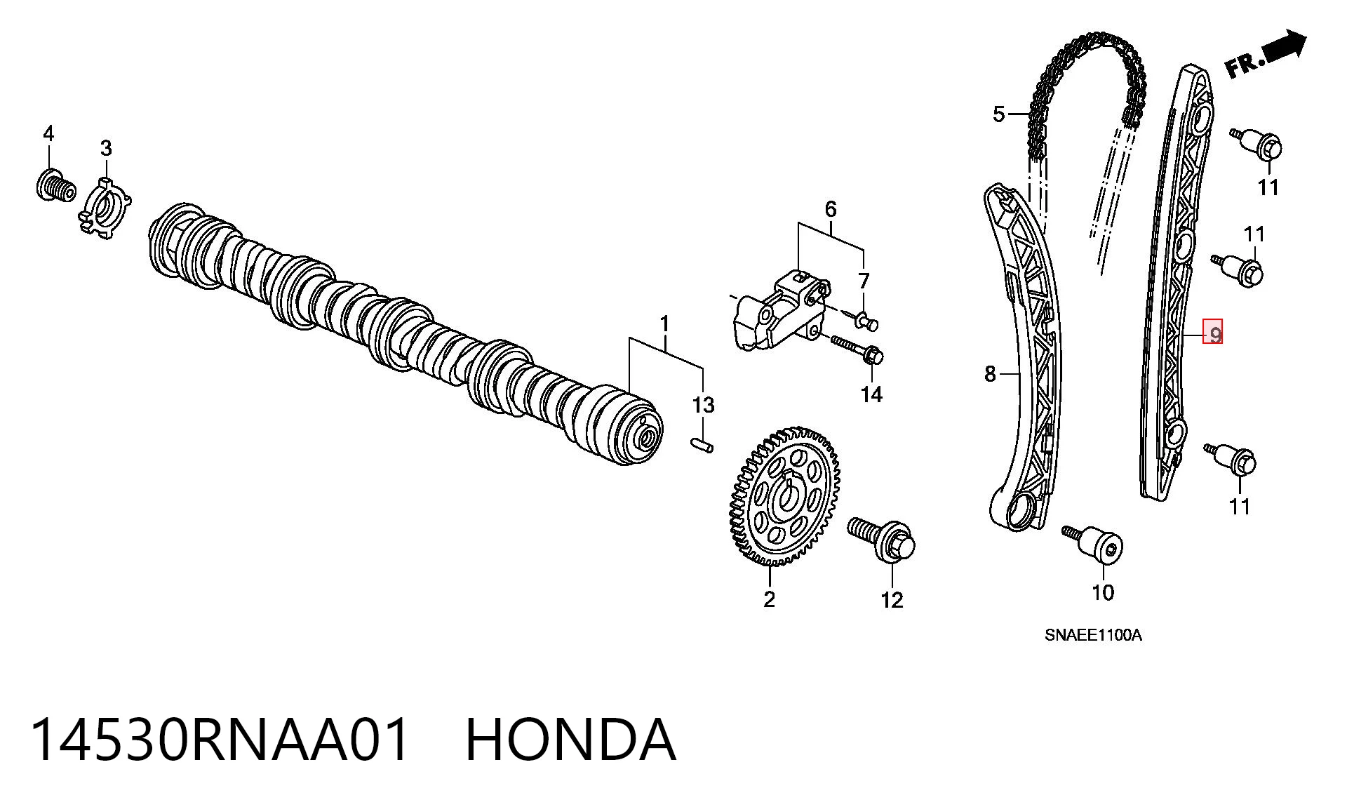 14530RNAA01 Honda Tłumik drgań łańcucha rozrządu