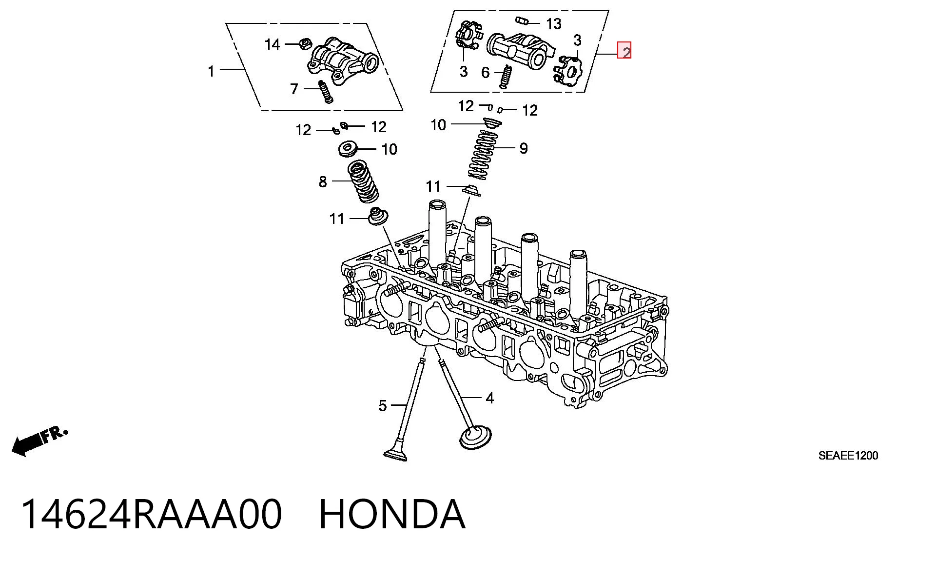 14624RAAA00 Honda Dźwigienka zaworu wydechowego