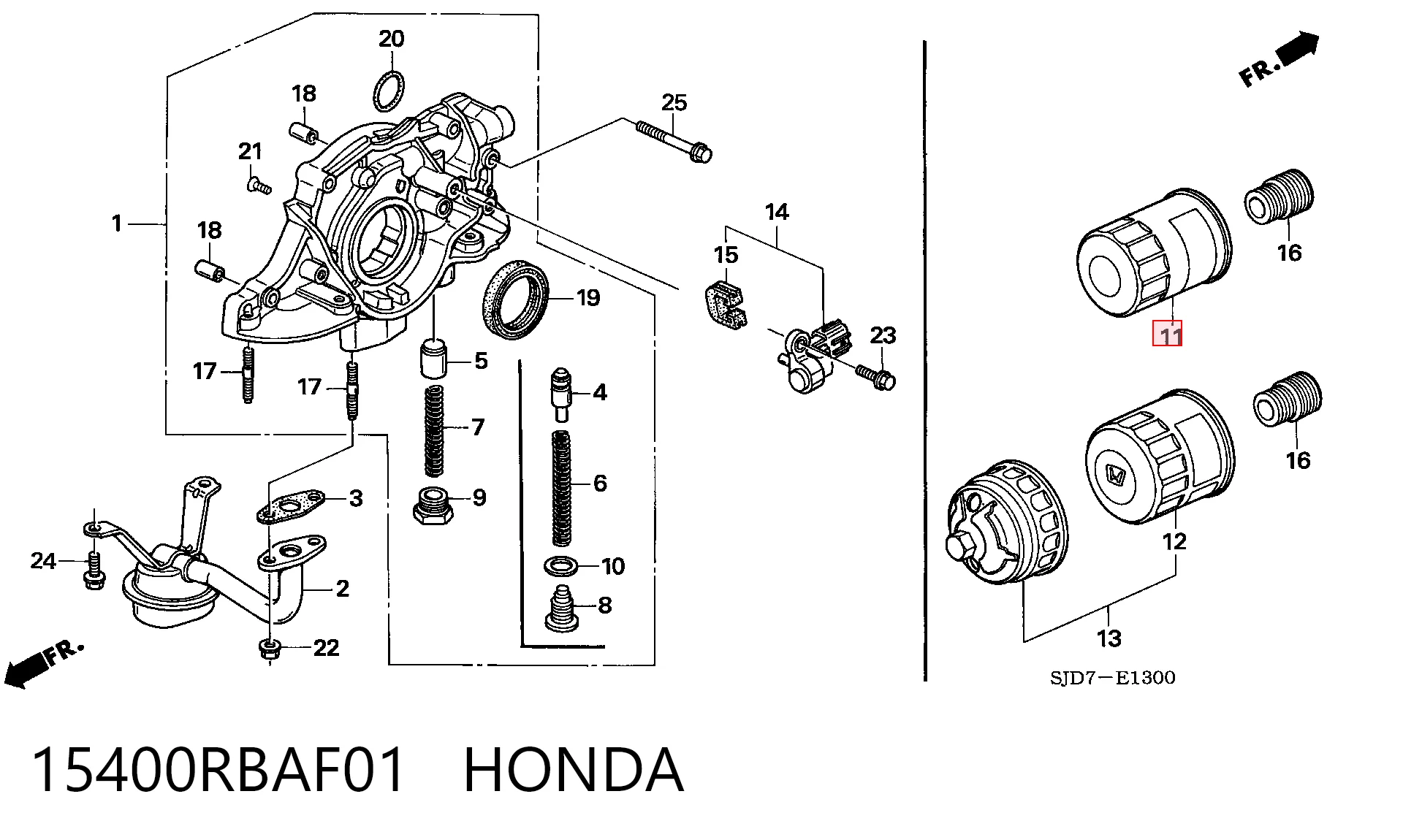 15400RBAF01 Honda Filtr oleju