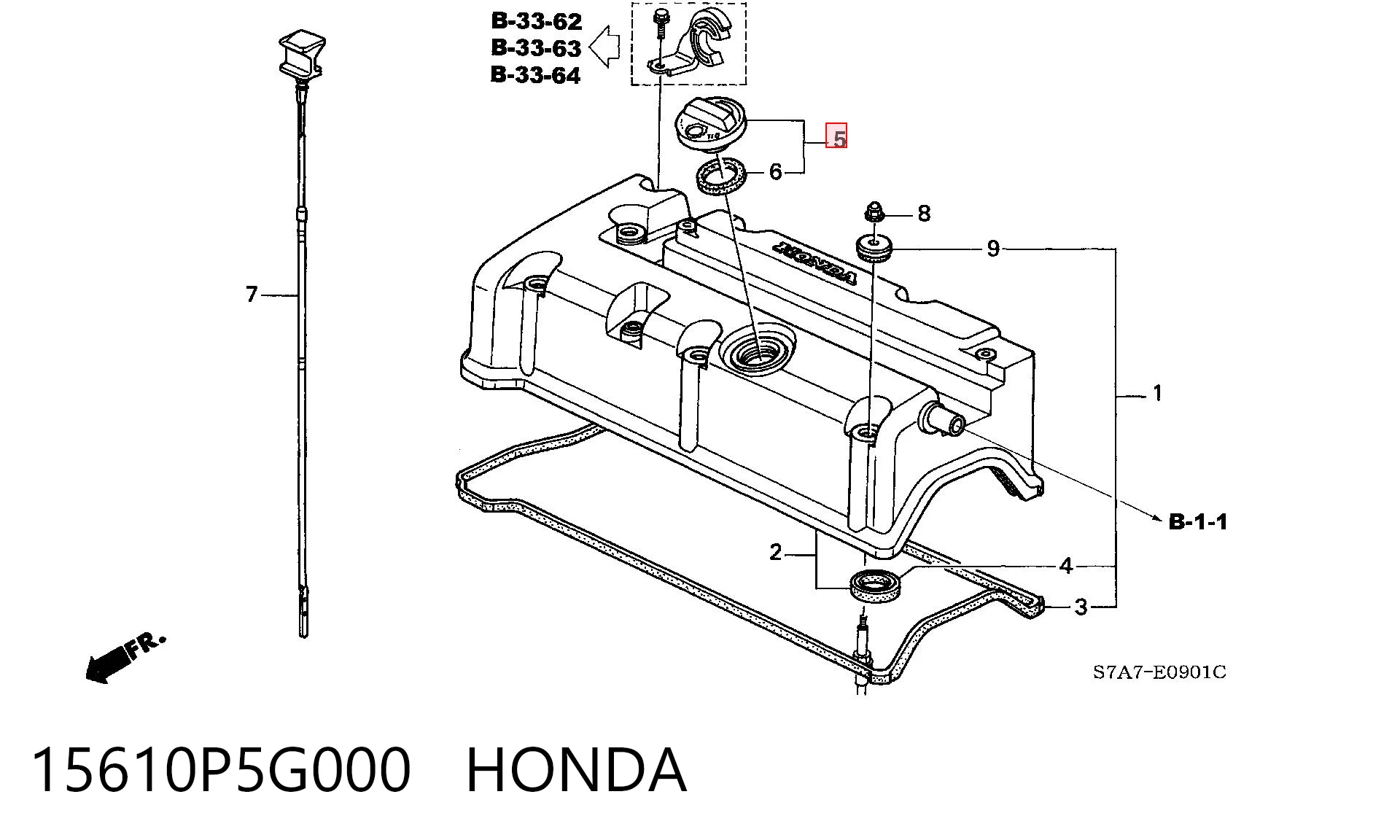 15610P5G000 Honda Korek wlewu oleju