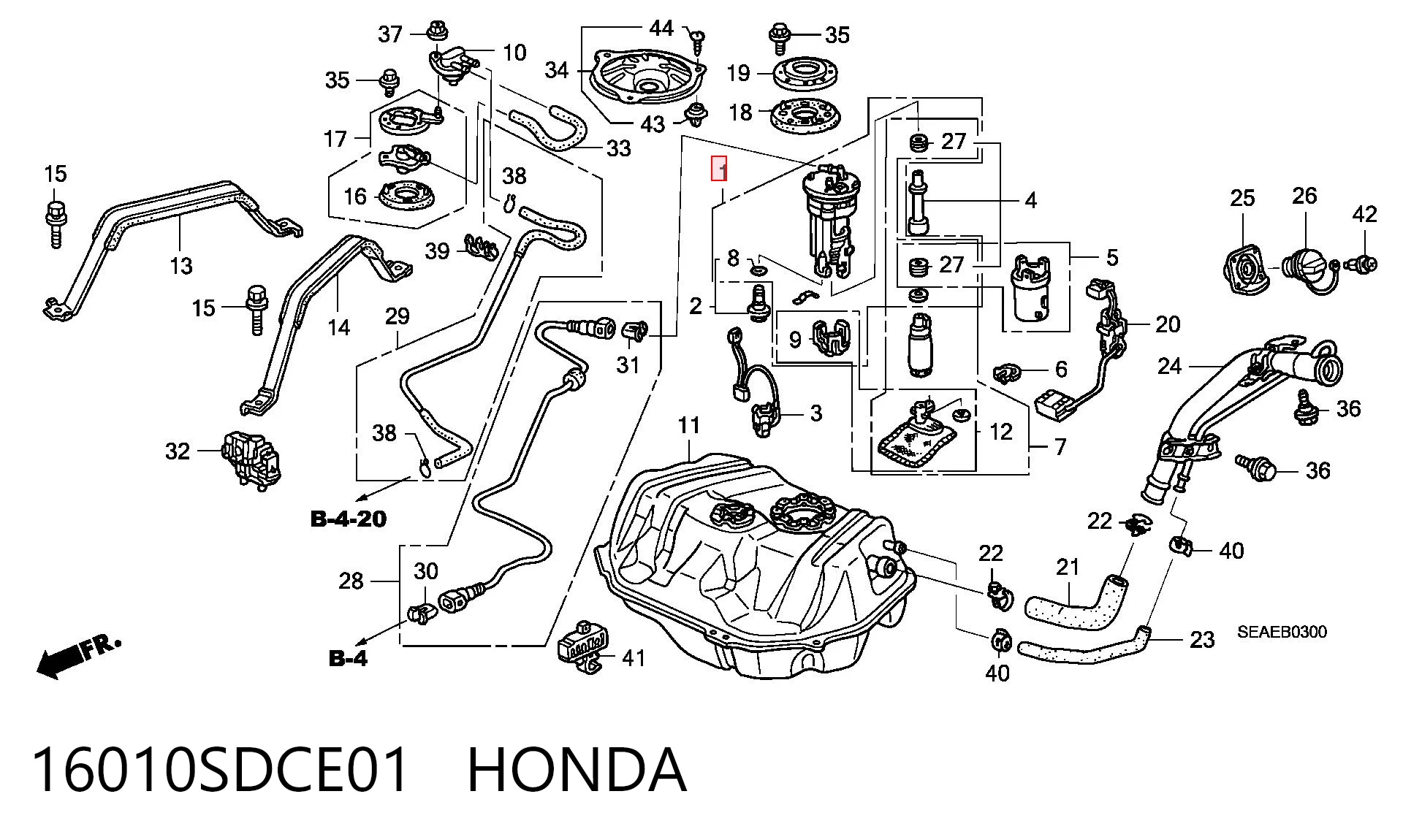 16010SDCE01 Honda Moduł pompy paliwowej z czujnikiem poziomu paliwa
