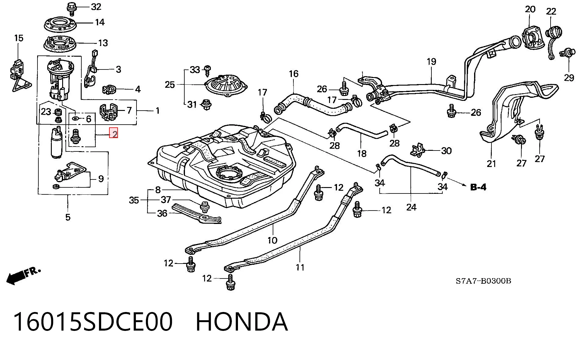 16015SDCE00 Honda Regulator ciśnienia paliwa modułu pompy paliwa w zbiorniku