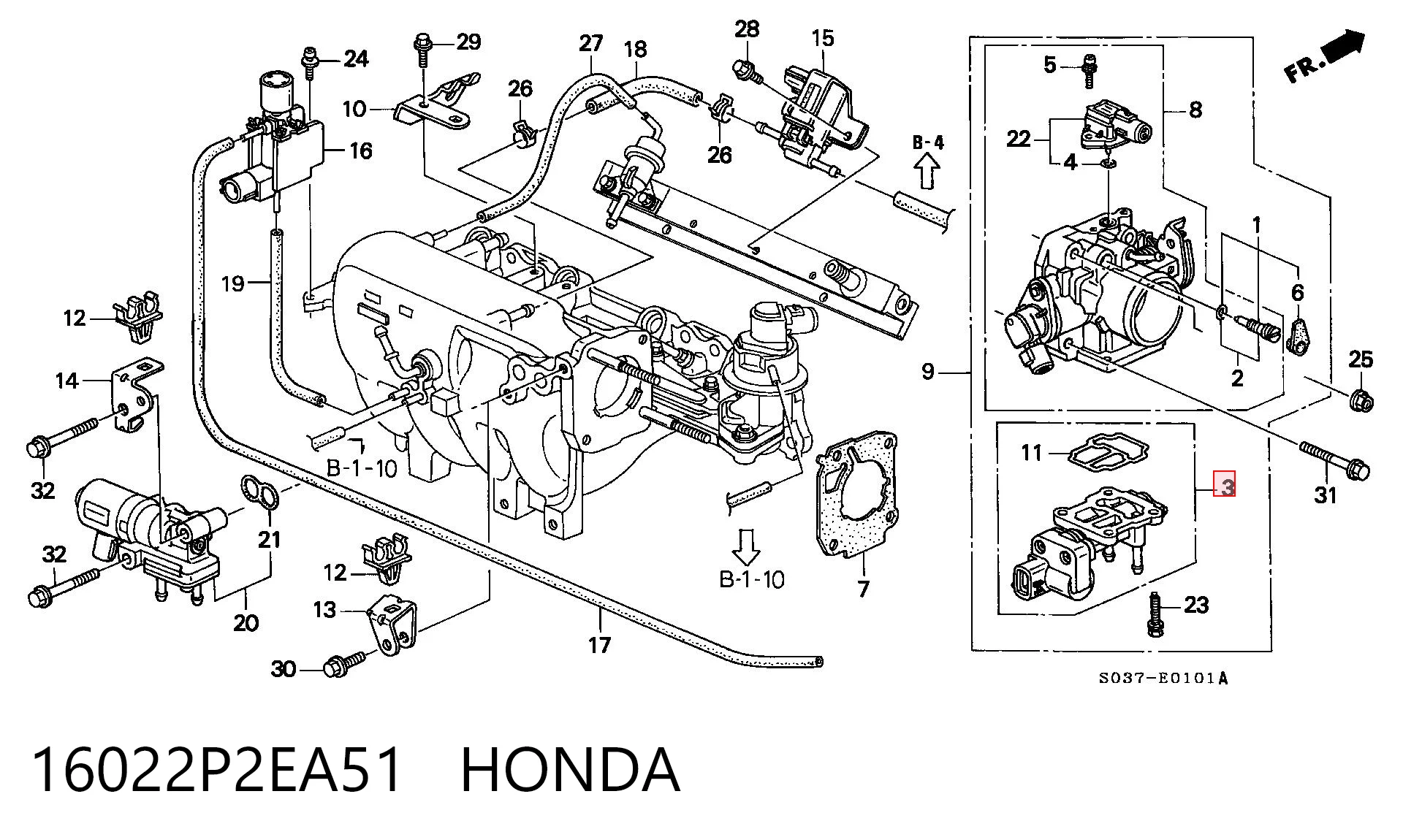 16022P2EA51 Honda Regulator biegu jałowego