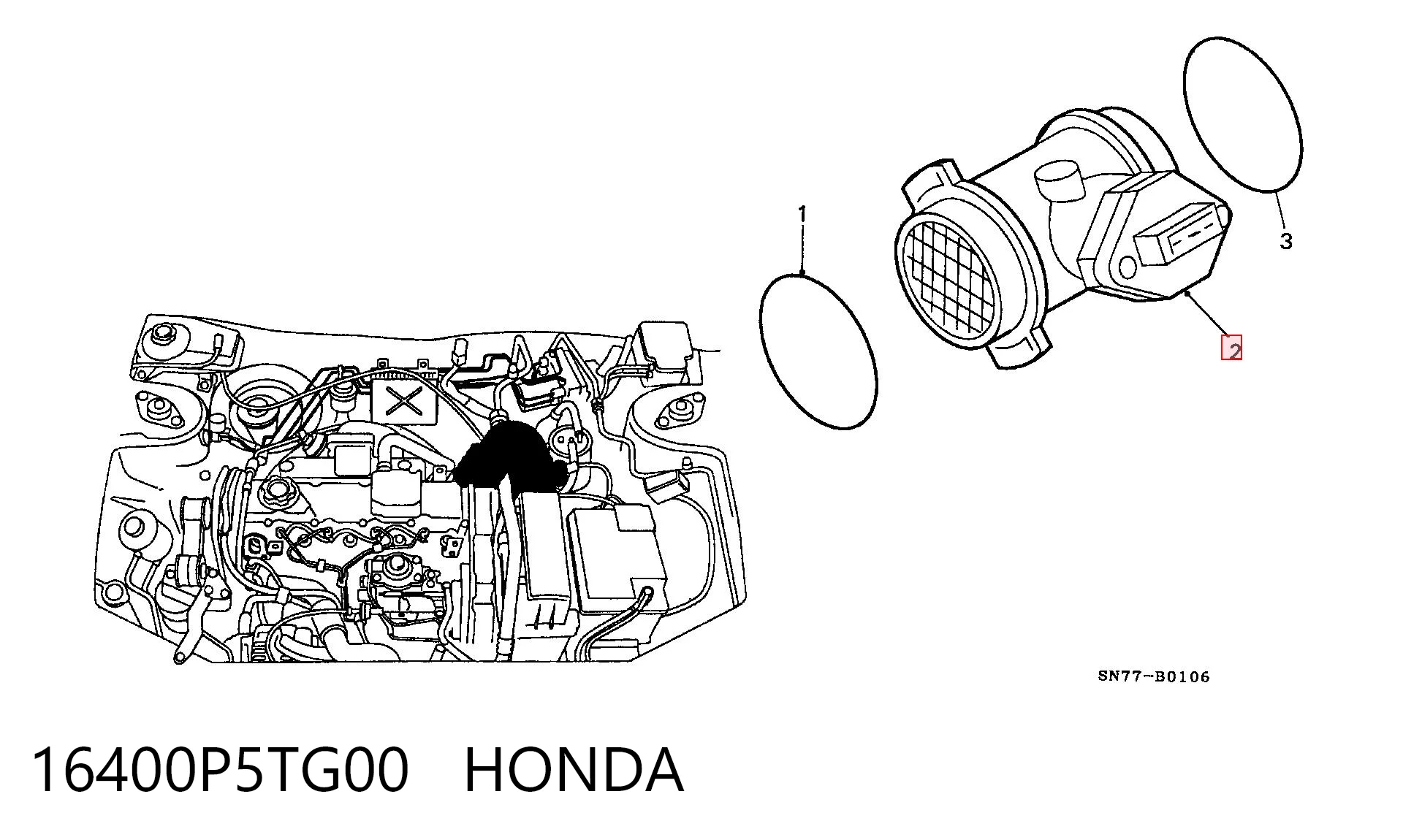 Czujnik przepływu powietrza, przepływomierz powietrza M.A.F. Honda Accord VI sedana (CG) (1998 - 2003) cena, od 37,81 USD