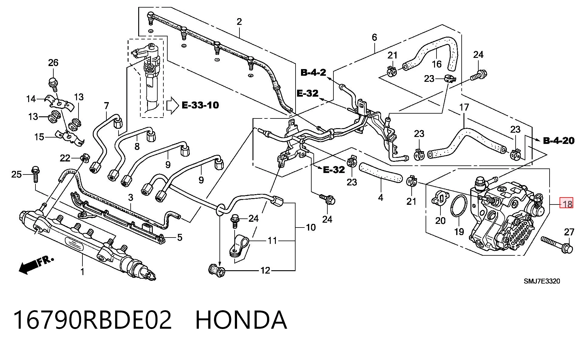 16790RBDE02 Honda Pompa wtryskowa wysokiego ciśnienia