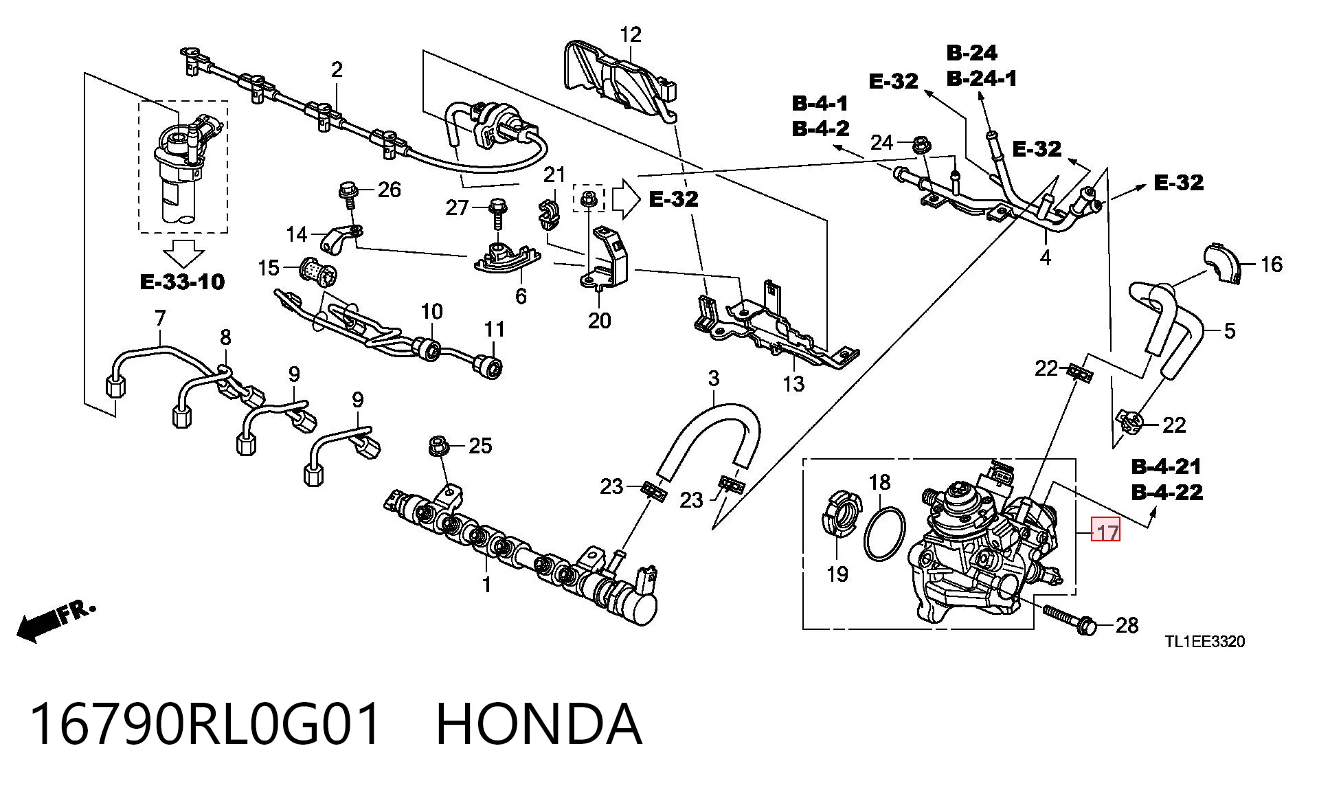 16790RL0G01 Honda Pompa wtryskowa wysokiego ciśnienia