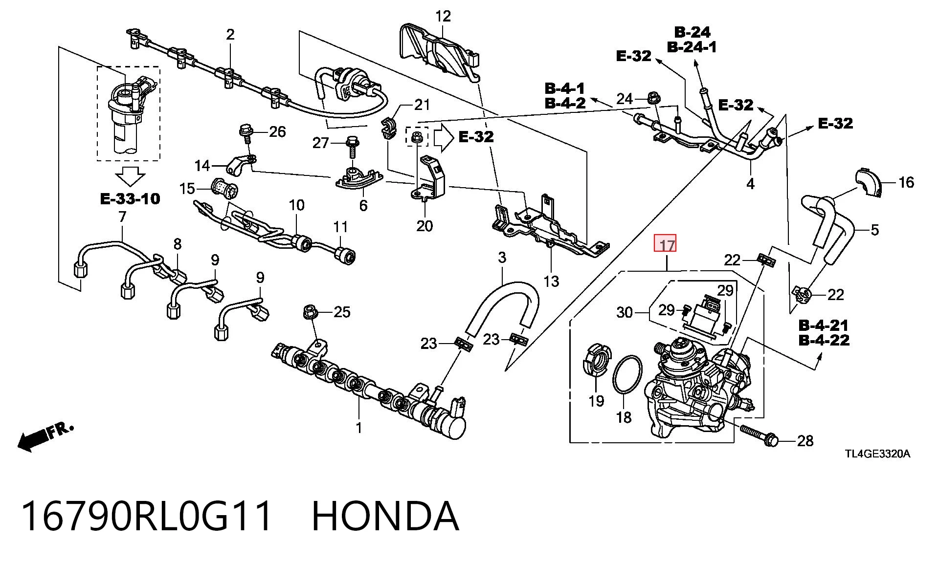 16790RL0G11 Honda Pompa wtryskowa wysokiego ciśnienia