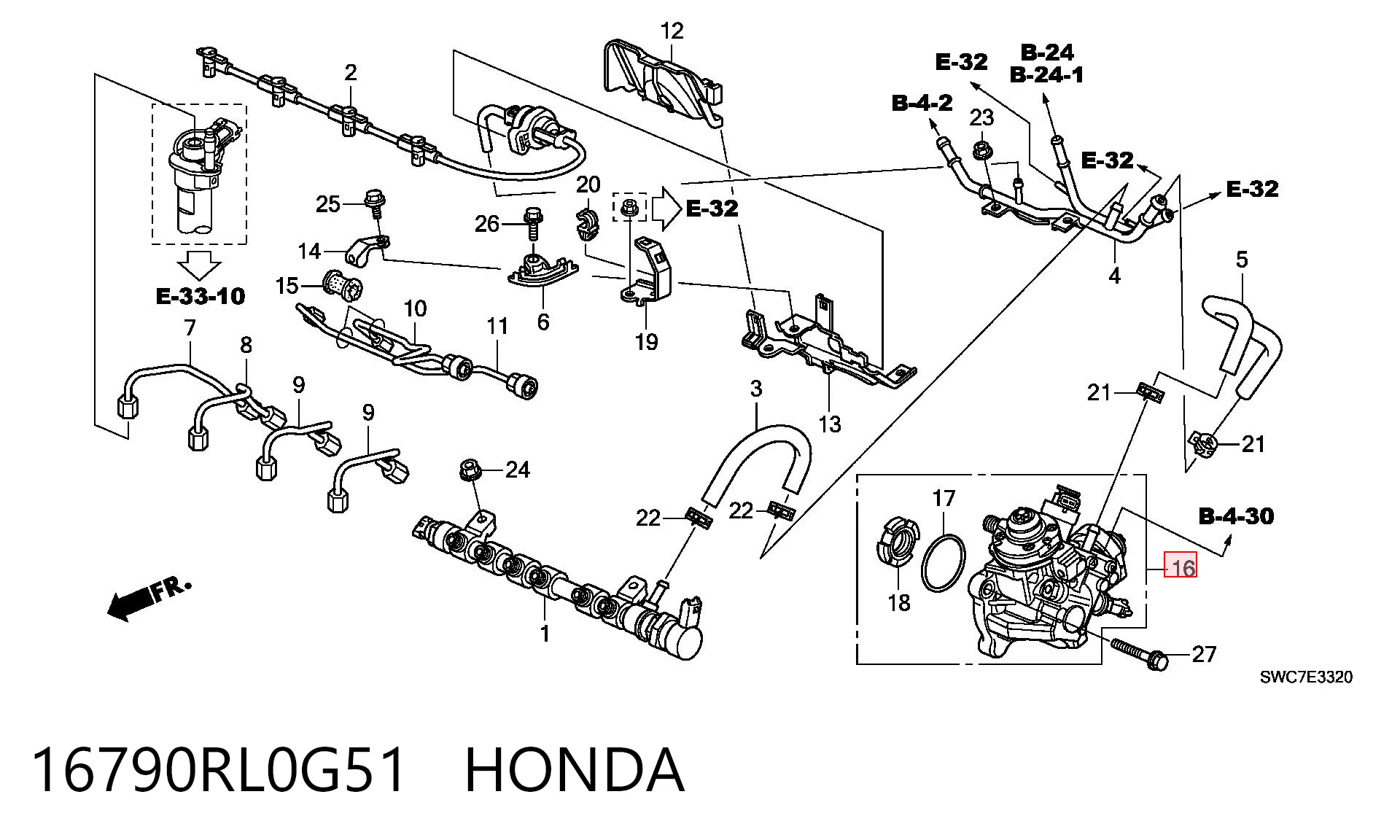 16790RL0G51 Honda Pompa wtryskowa wysokiego ciśnienia