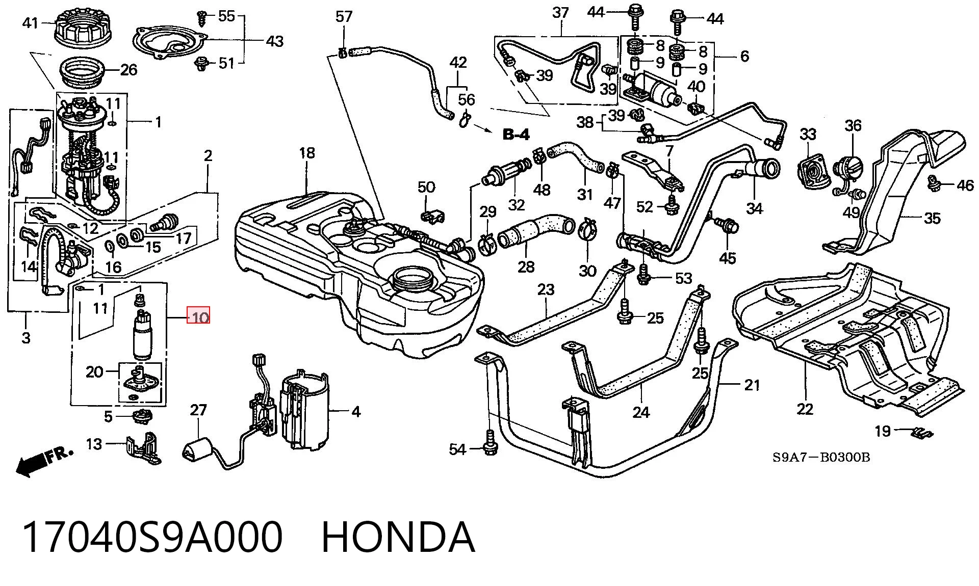 17040S9A000 Honda Element-turbina pompy paliwa