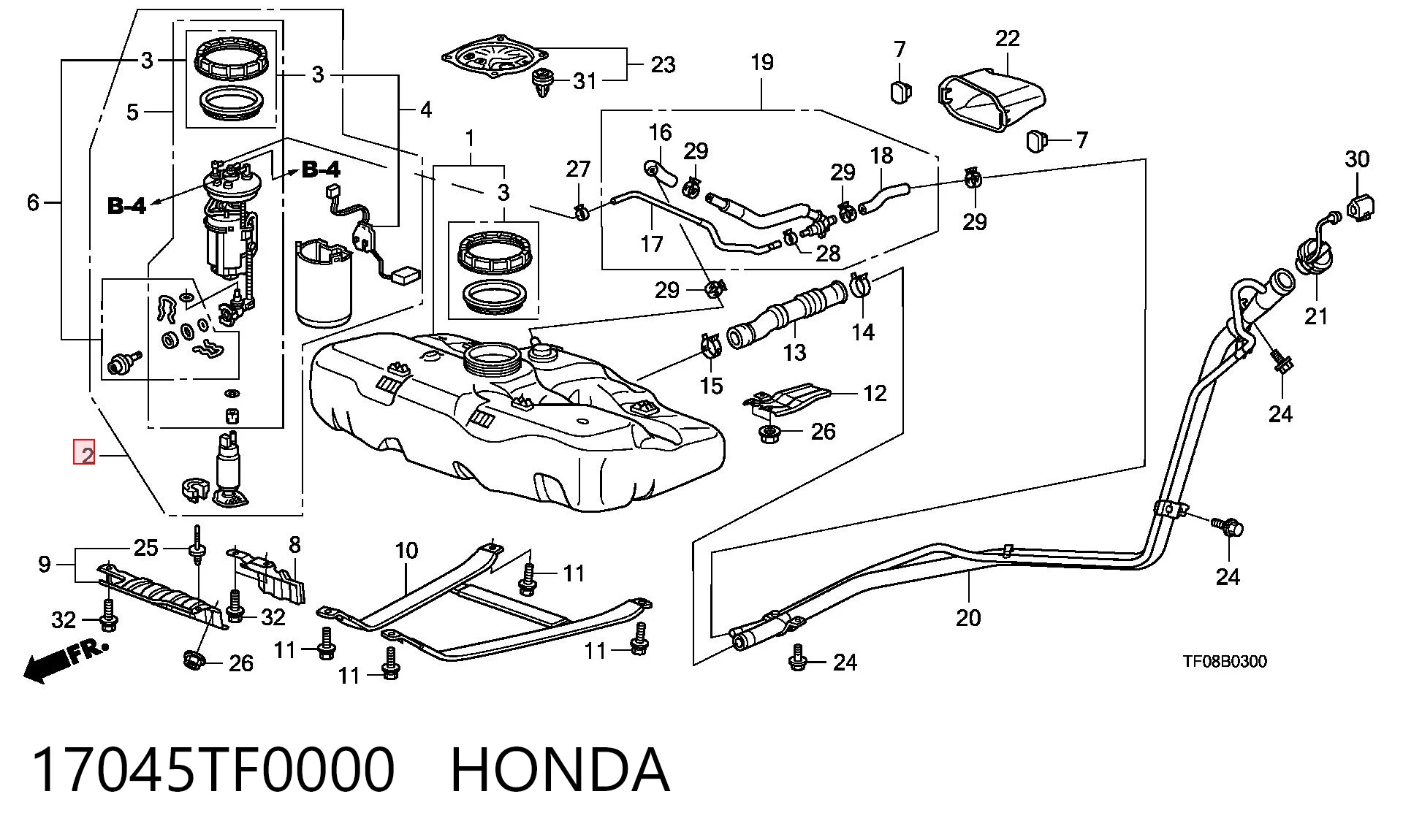 17045TF0000 Honda Element-turbina pompy paliwa