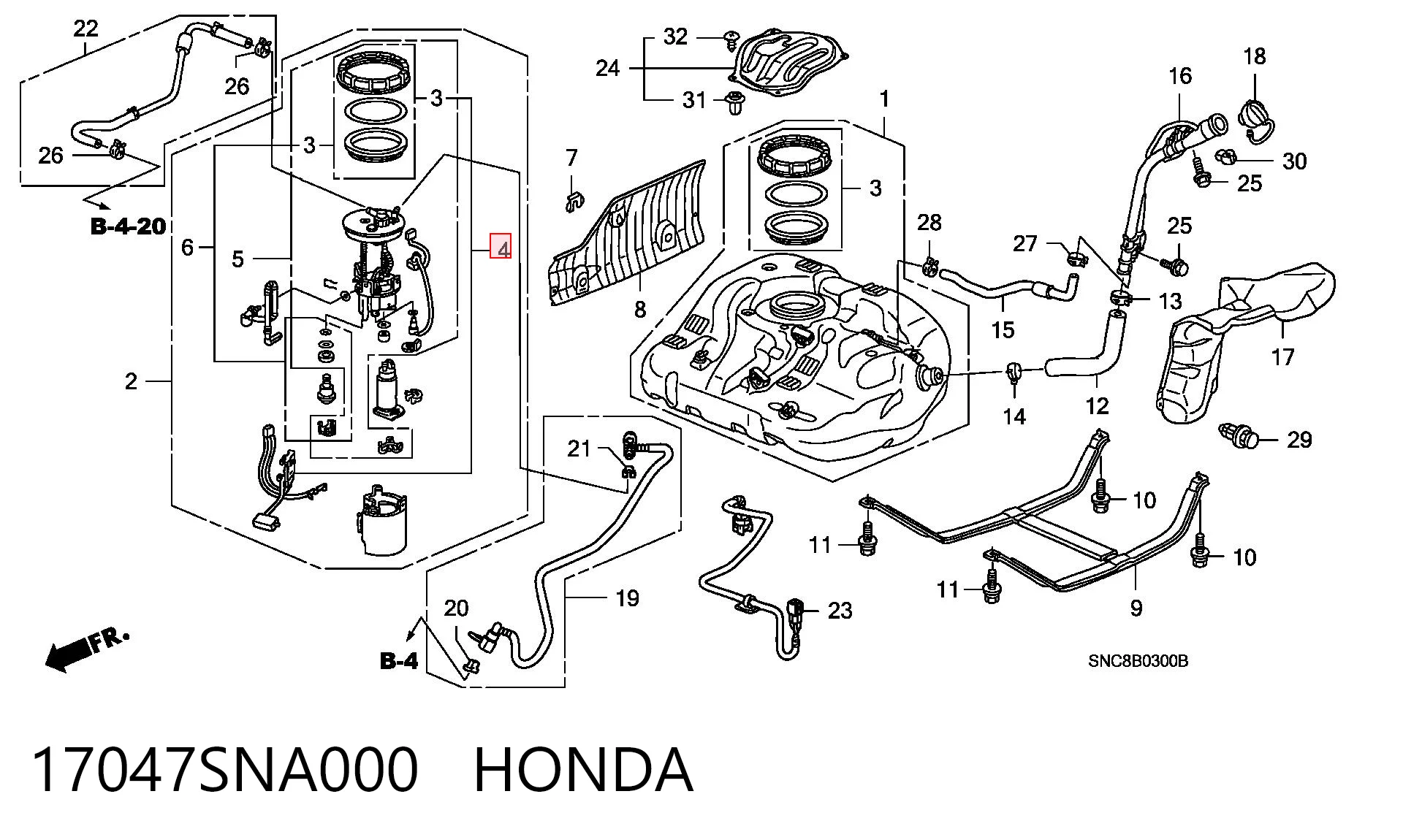 Czujnik poziomu paliwa w zbiorniku do Honda Civic VIII FD, FA