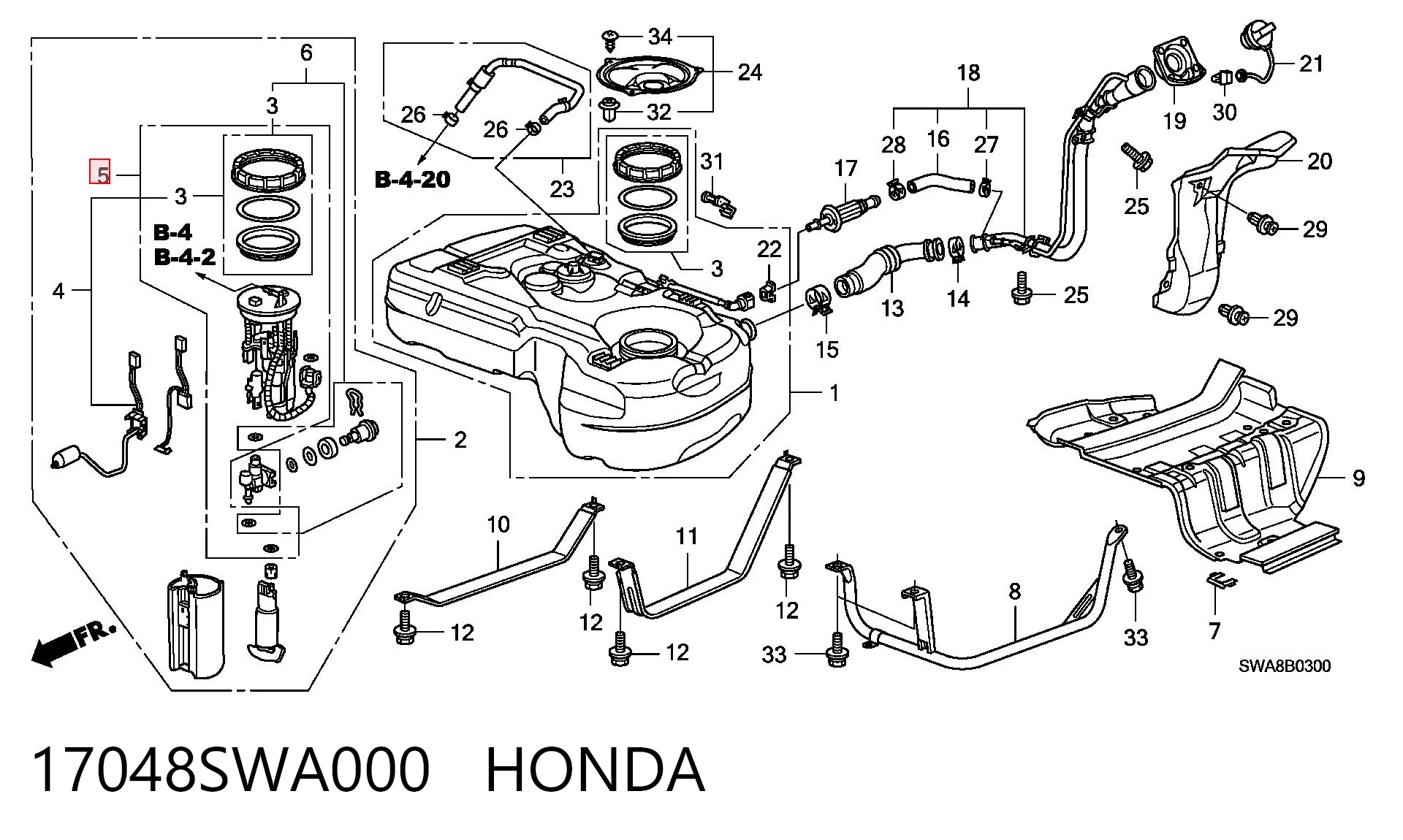 17048SWA000 Honda Filtr paliwa
