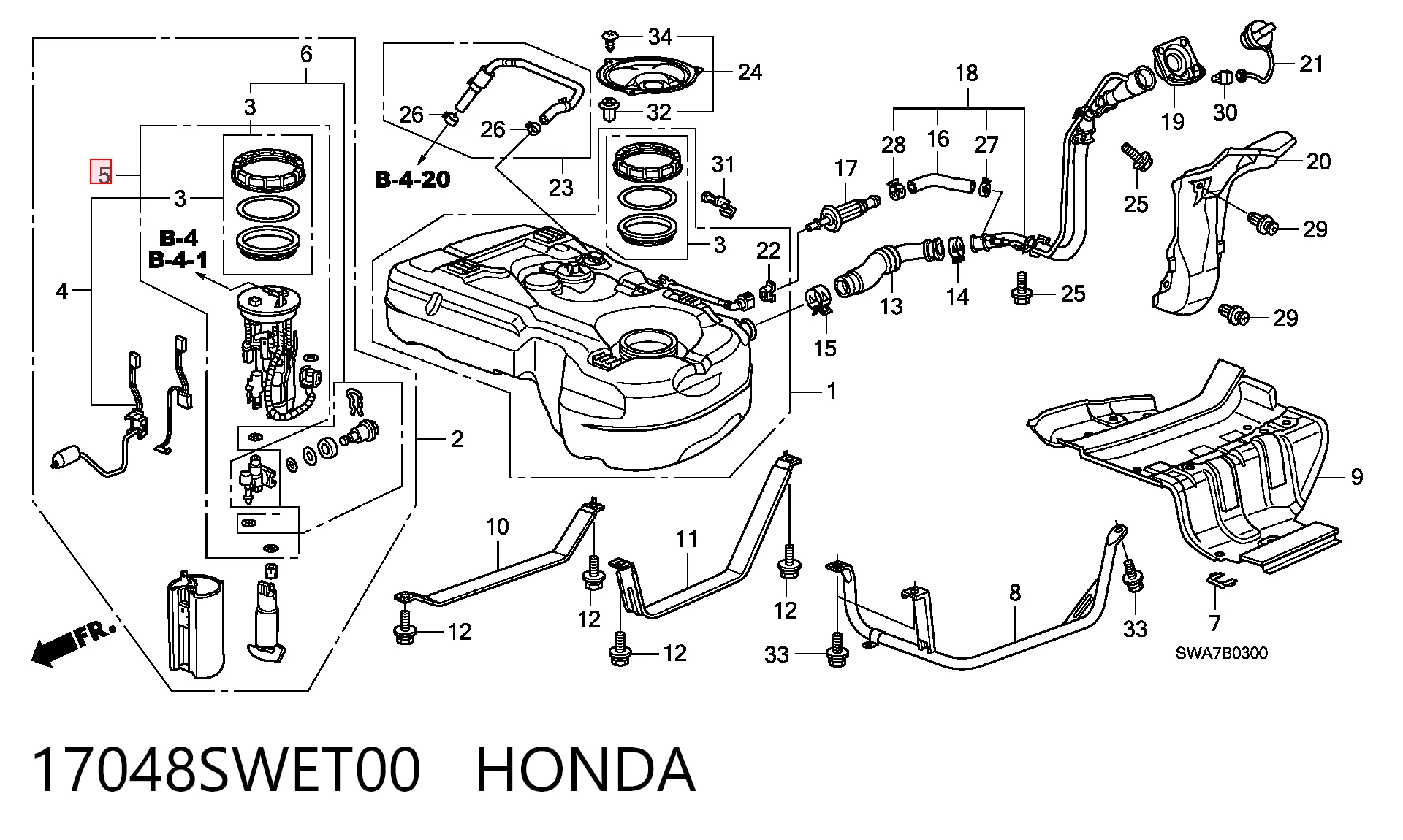 17048SWET00 Honda Filtr paliwa