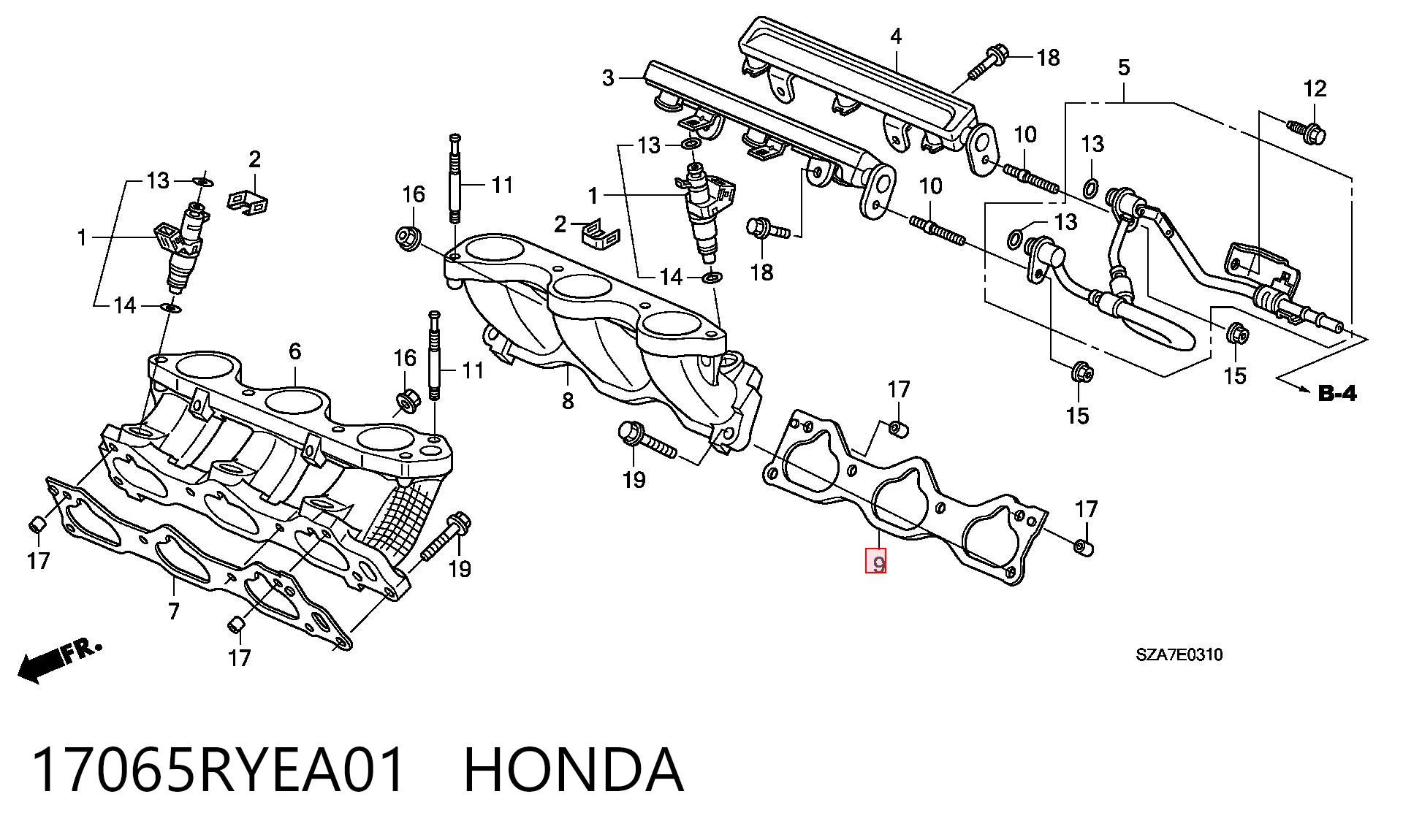 17065RYEA01 Honda Uszczelka kolektora ssącego lewa