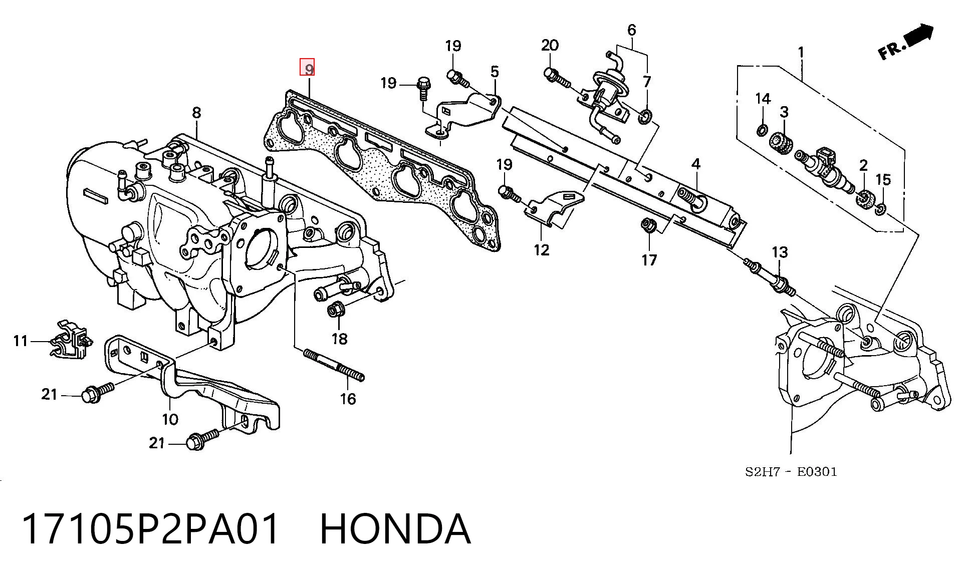 17105P2PA01 Honda Uszczelka kolektora ssącego