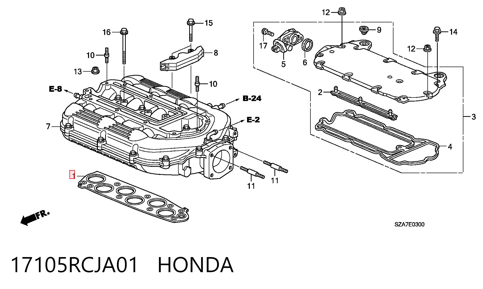 17105RCJA01 Honda Uszczelka kolektora ssącego