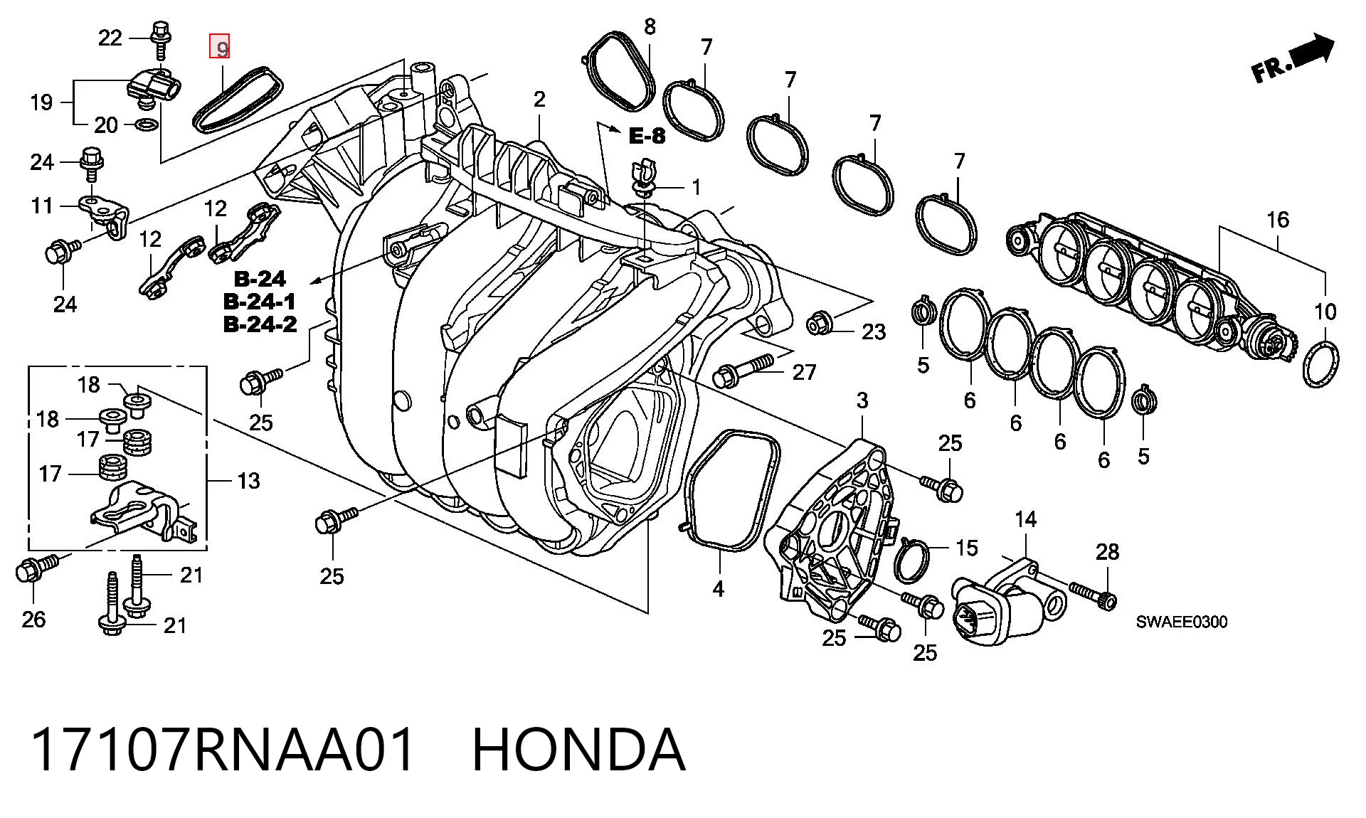Uszczelka przepustnicy do Honda Civic VIII FD, FA