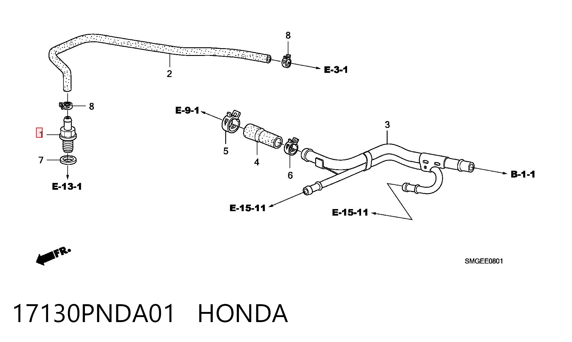 Zawór PCV odpowietrzający silnik do Honda Civic VII EU, EP, EV