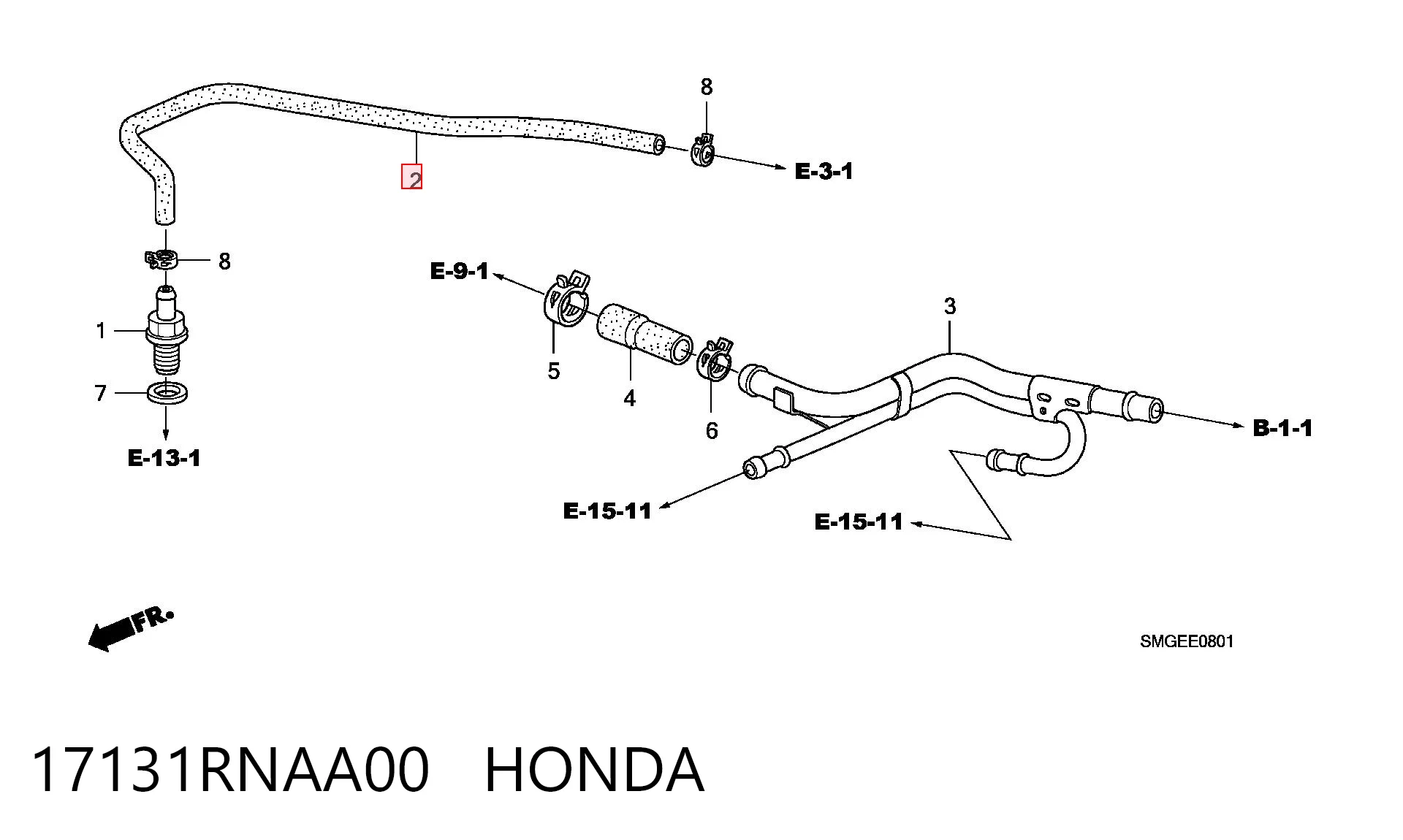 Króciec wentylacji kadłuba (separatora oleju) do Honda Civic VIII FD, FA