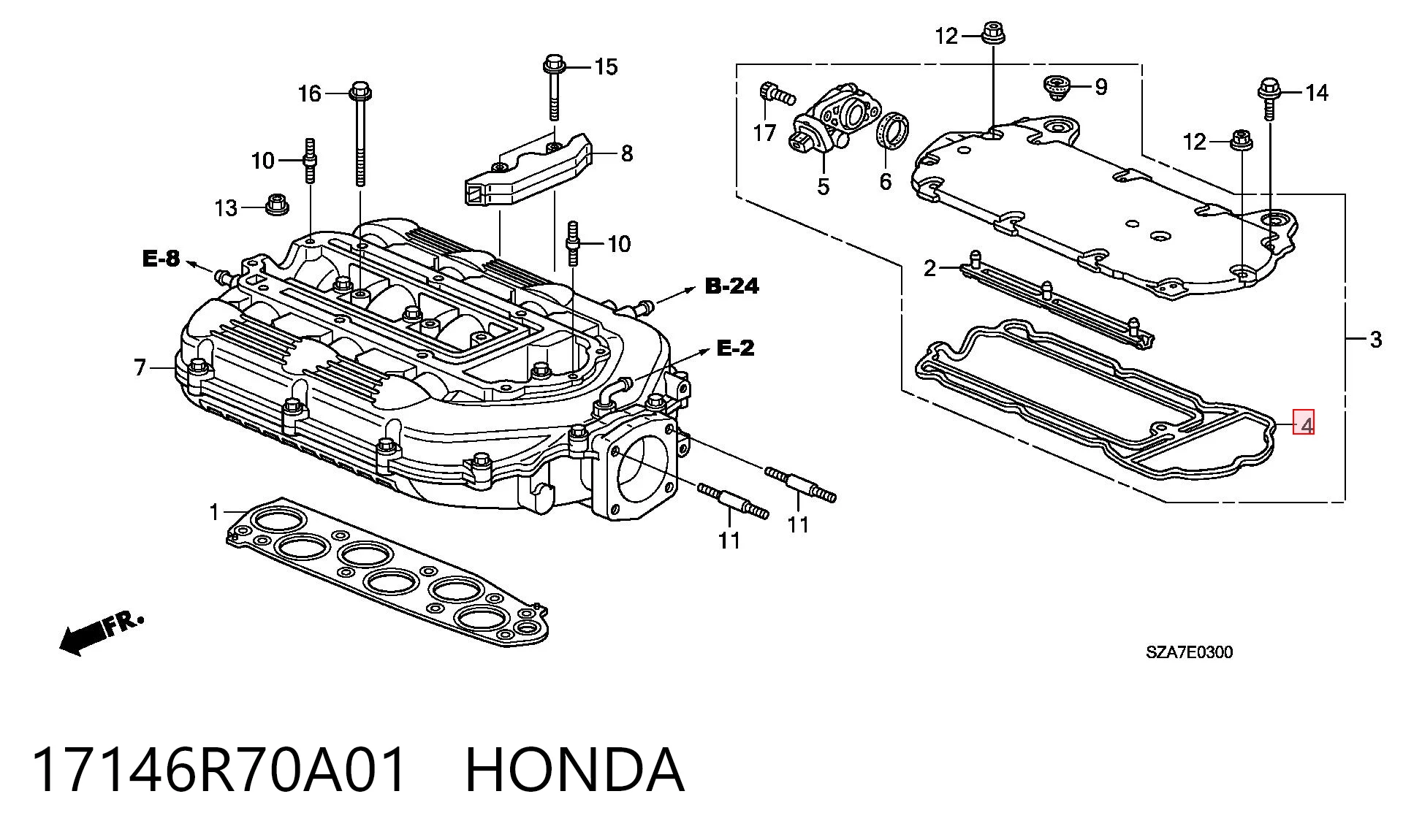 17146R70A01 Honda Uszczelka pokrywy zaworowej silnika