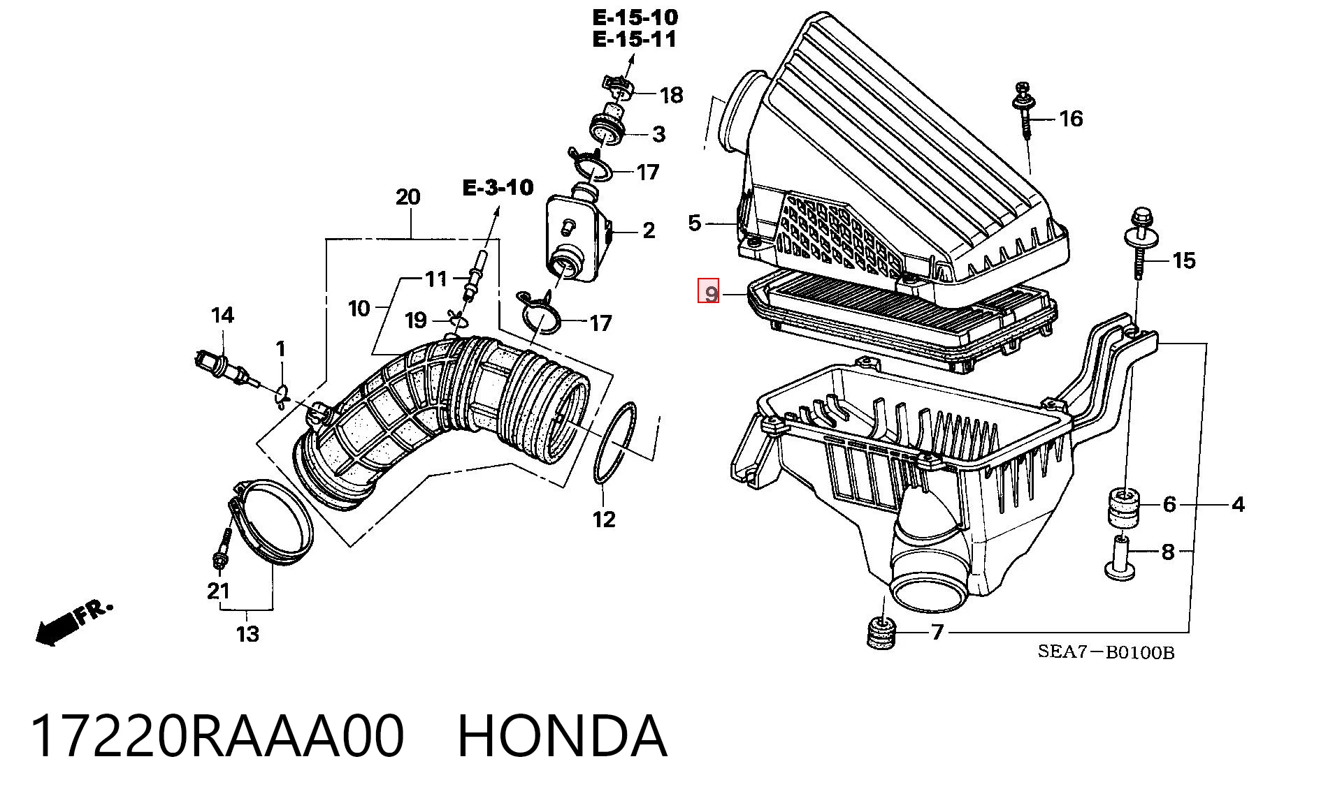 17220RAAA00 Honda Filtr powietrza