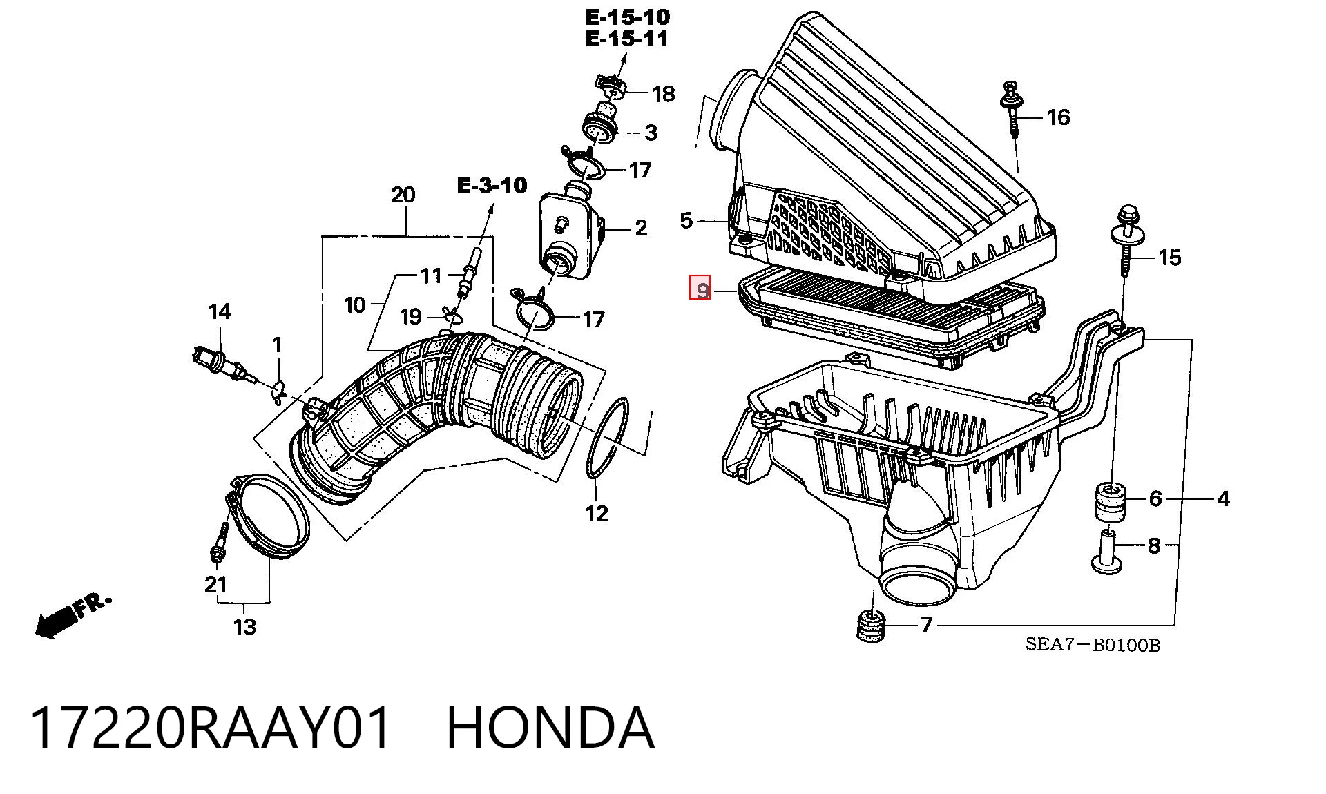 17220RAAY01 Honda Filtr powietrza