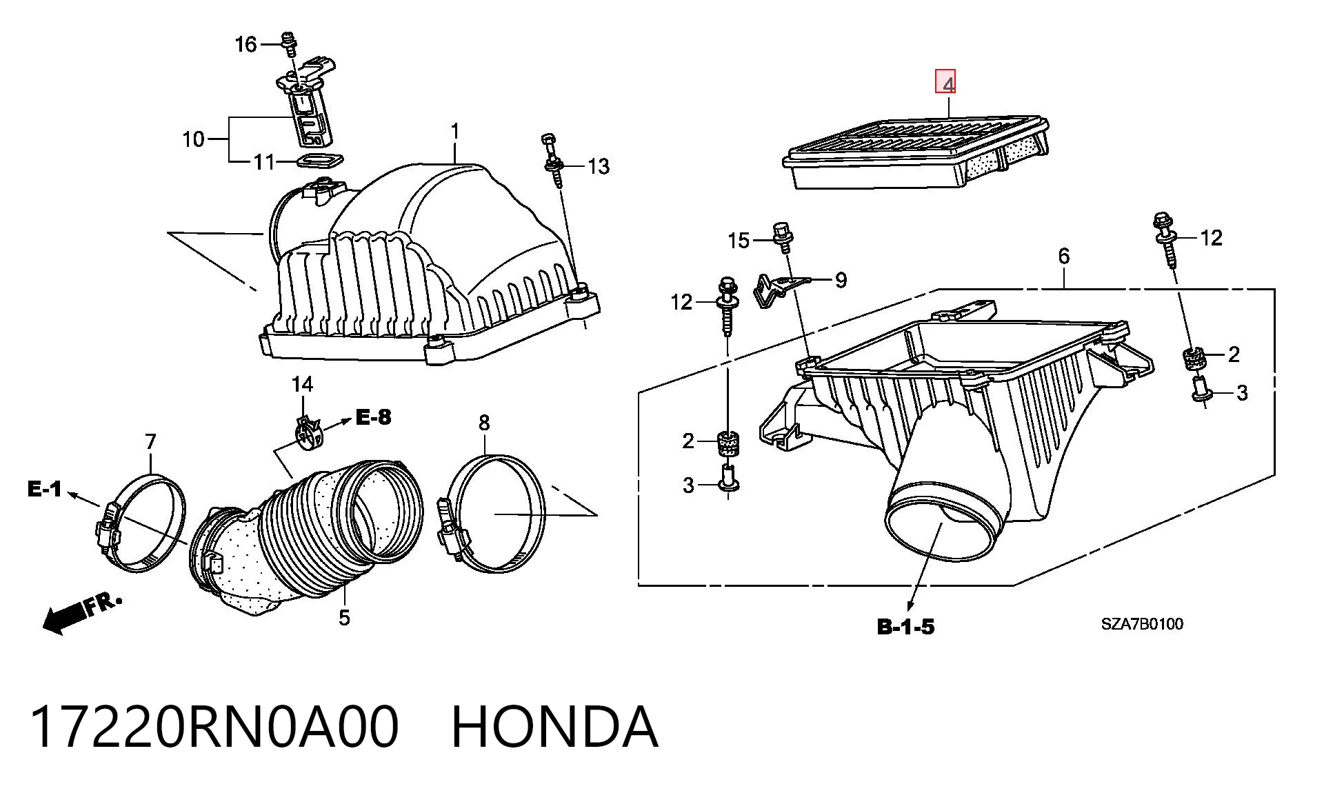 17220RN0A00 Honda Filtr powietrza