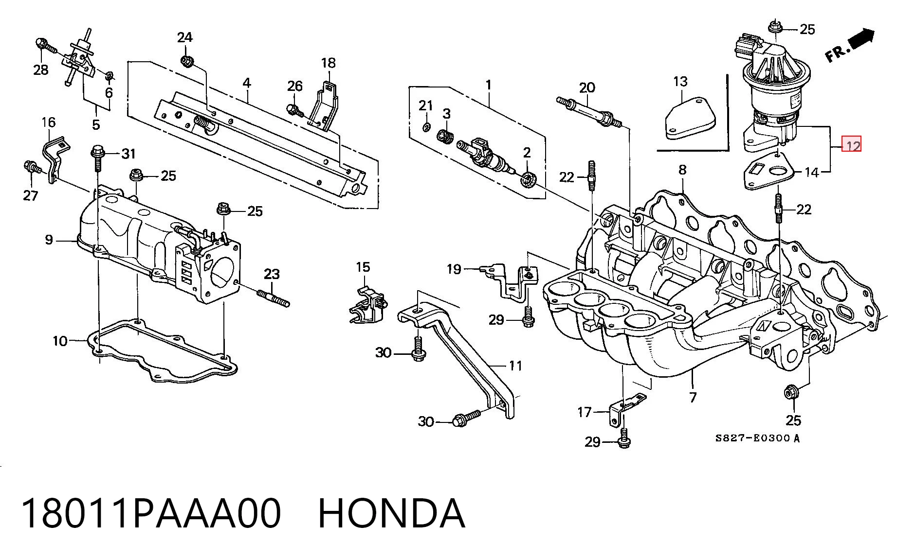 18011PAAA00 Honda Zawór recyrkulacji spalin EGR