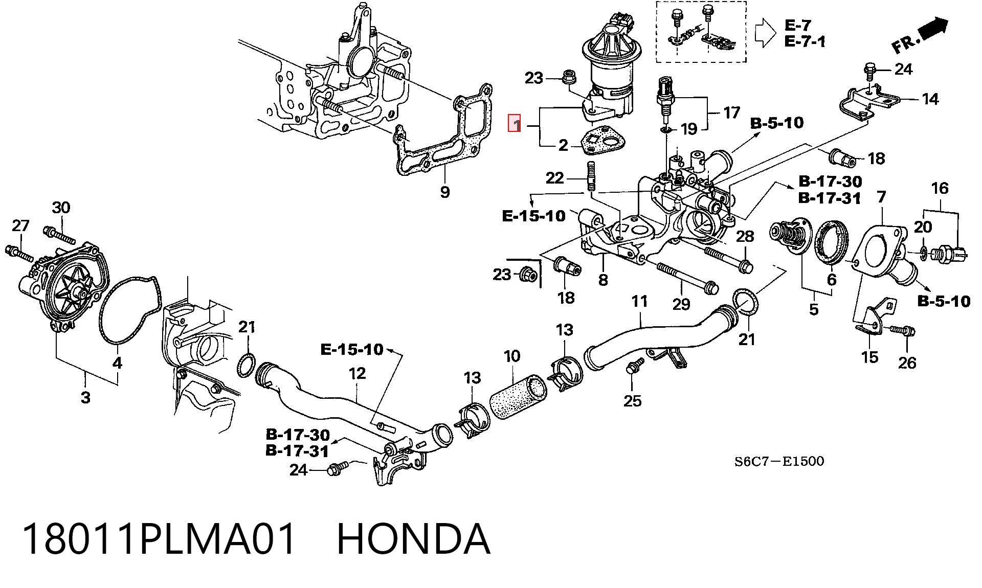18011PLMA01 Honda Zawór recyrkulacji spalin EGR
