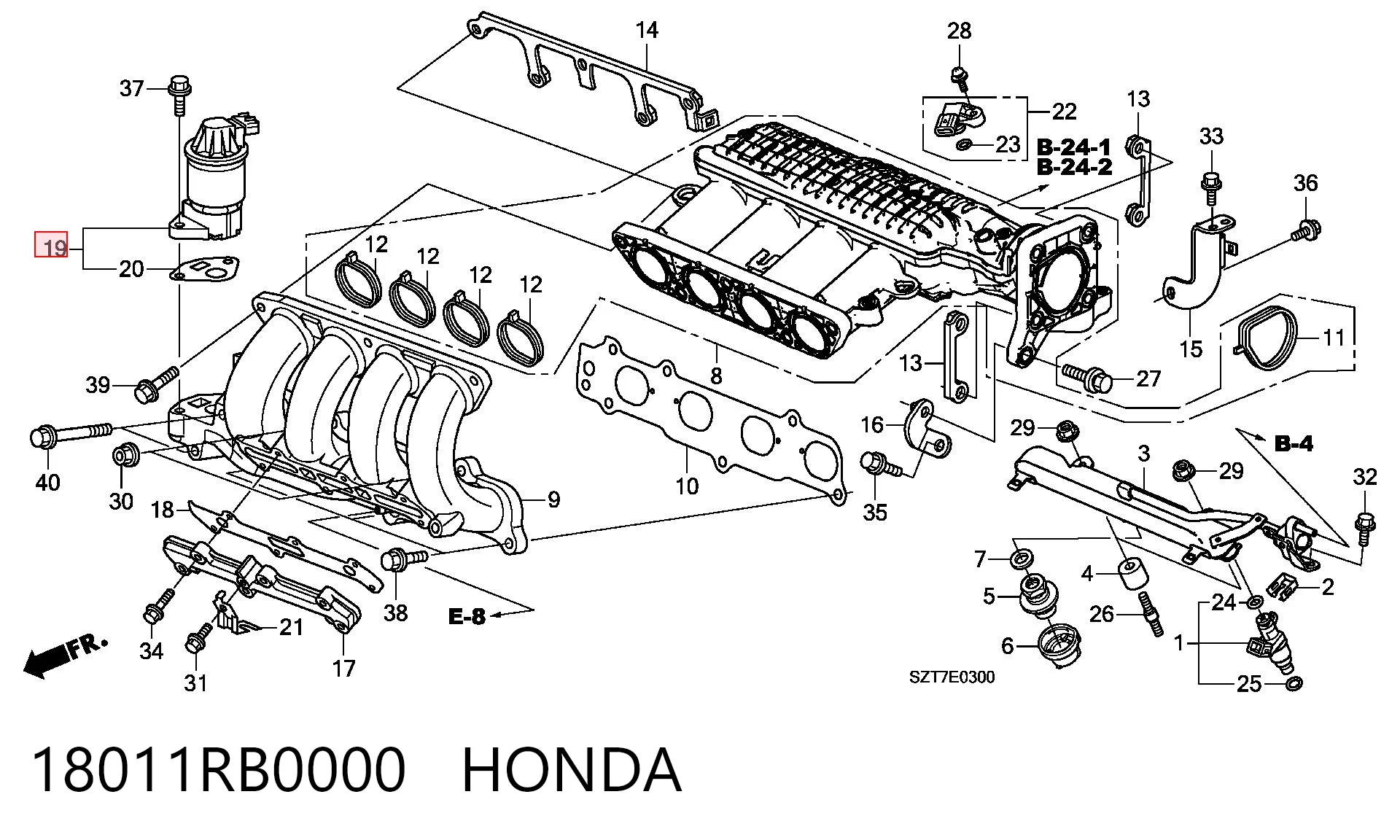 18011RB0000 Honda Zawór recyrkulacji spalin EGR