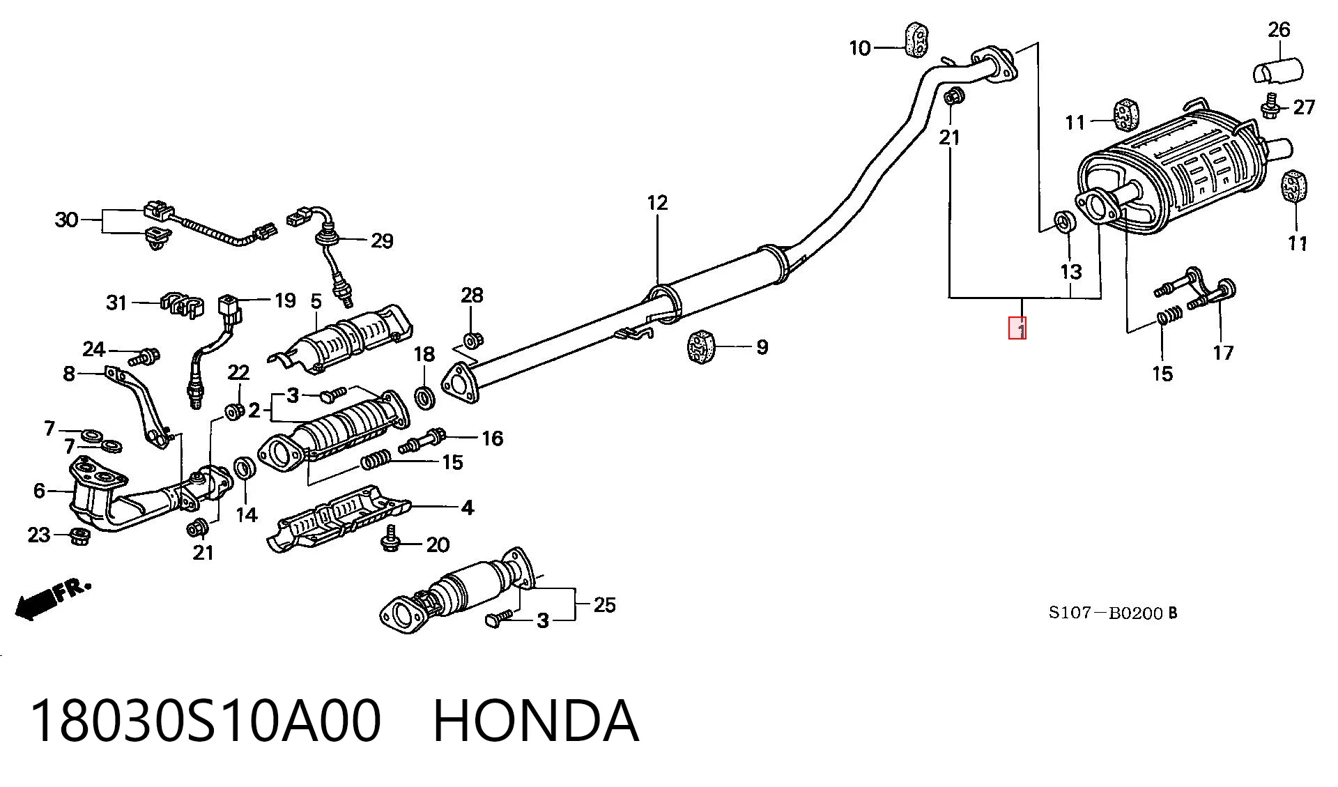 Do koszyka Tłumik, tylna część Honda CR-V I RD