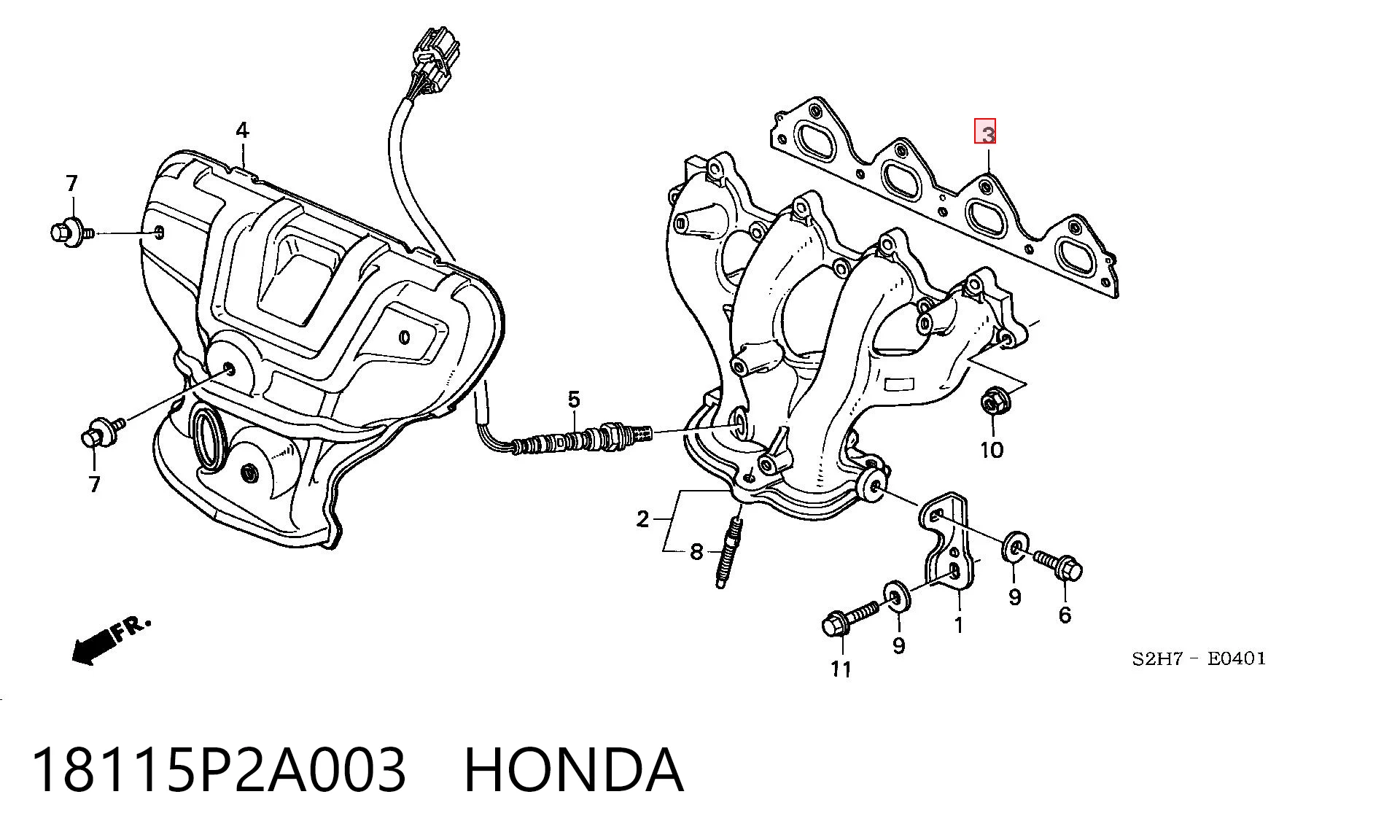 Uszczelka kolektora wydechowego do Honda Civic VI EJ9, EK3/4