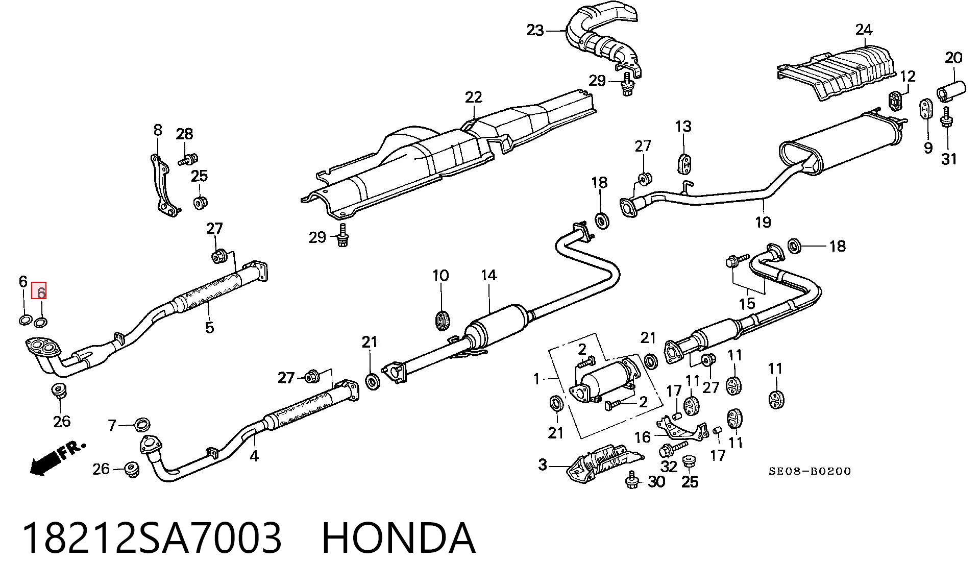 Uszczelka rury odbiornika tłumika do Honda Civic EG, EH